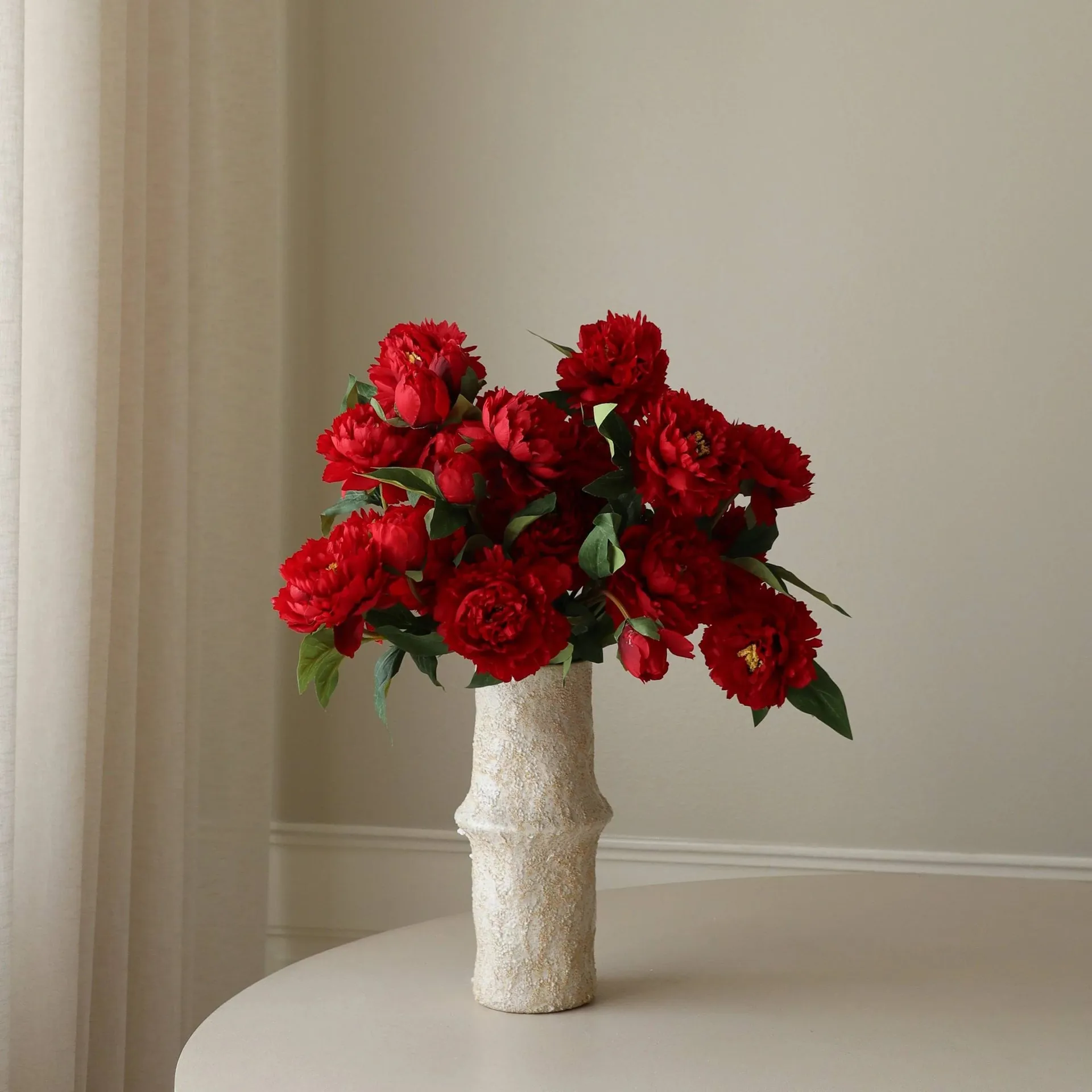 Bouquet artificiel de pivoines, Large, rouge 7 pcs Botané
