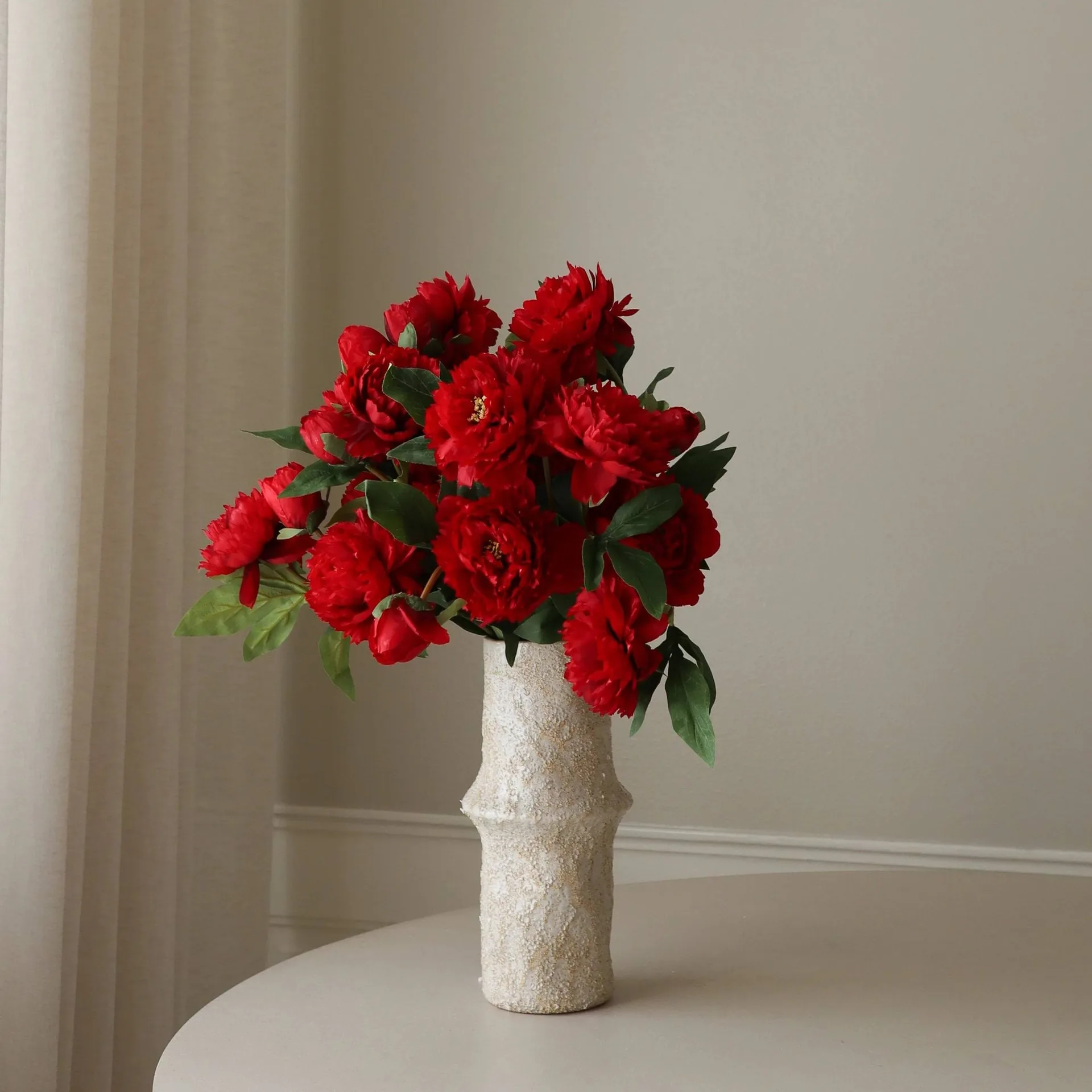 Bouquet artificiel de pivoines, Large, rouge 7 pcs Botané