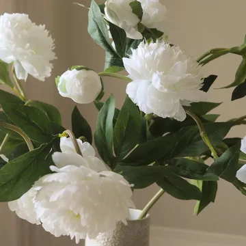 Bouquet artificiel de pivoines - Medium, blanc 5 pcs - Botané
