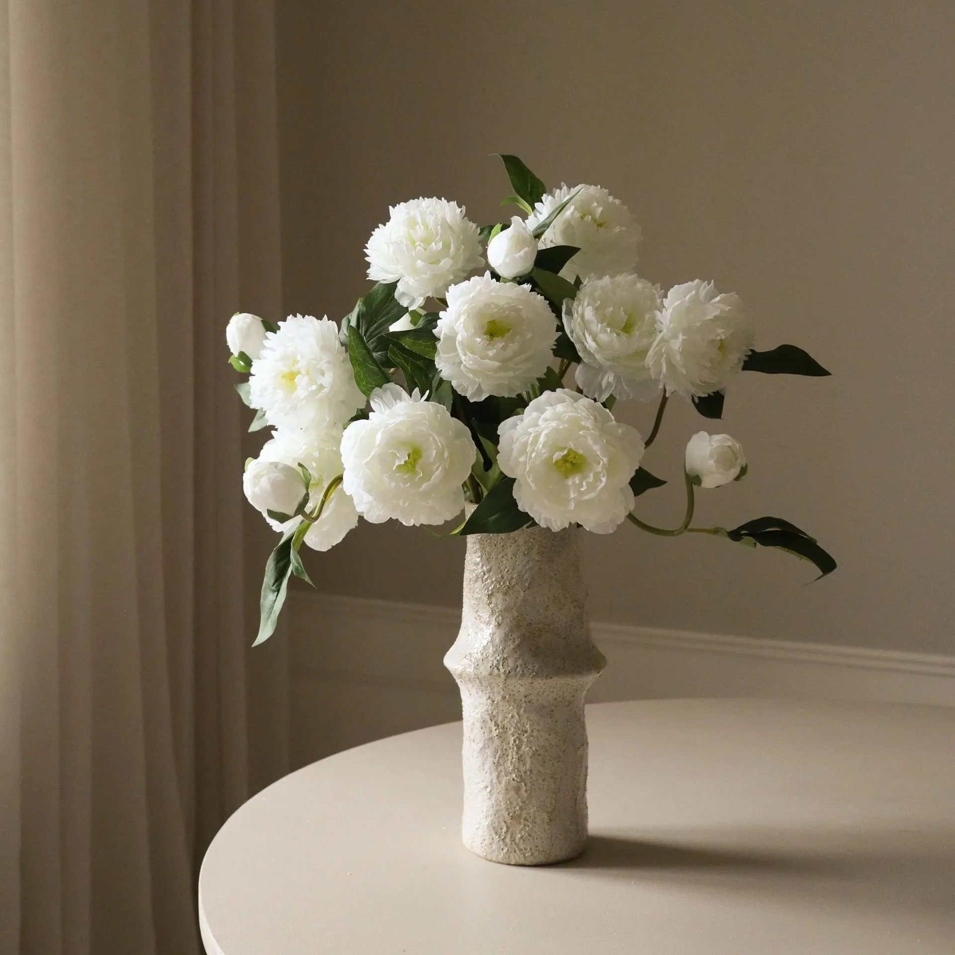 Bouquet artificiel de pivoines, Medium, blanc 5 pcs Botané