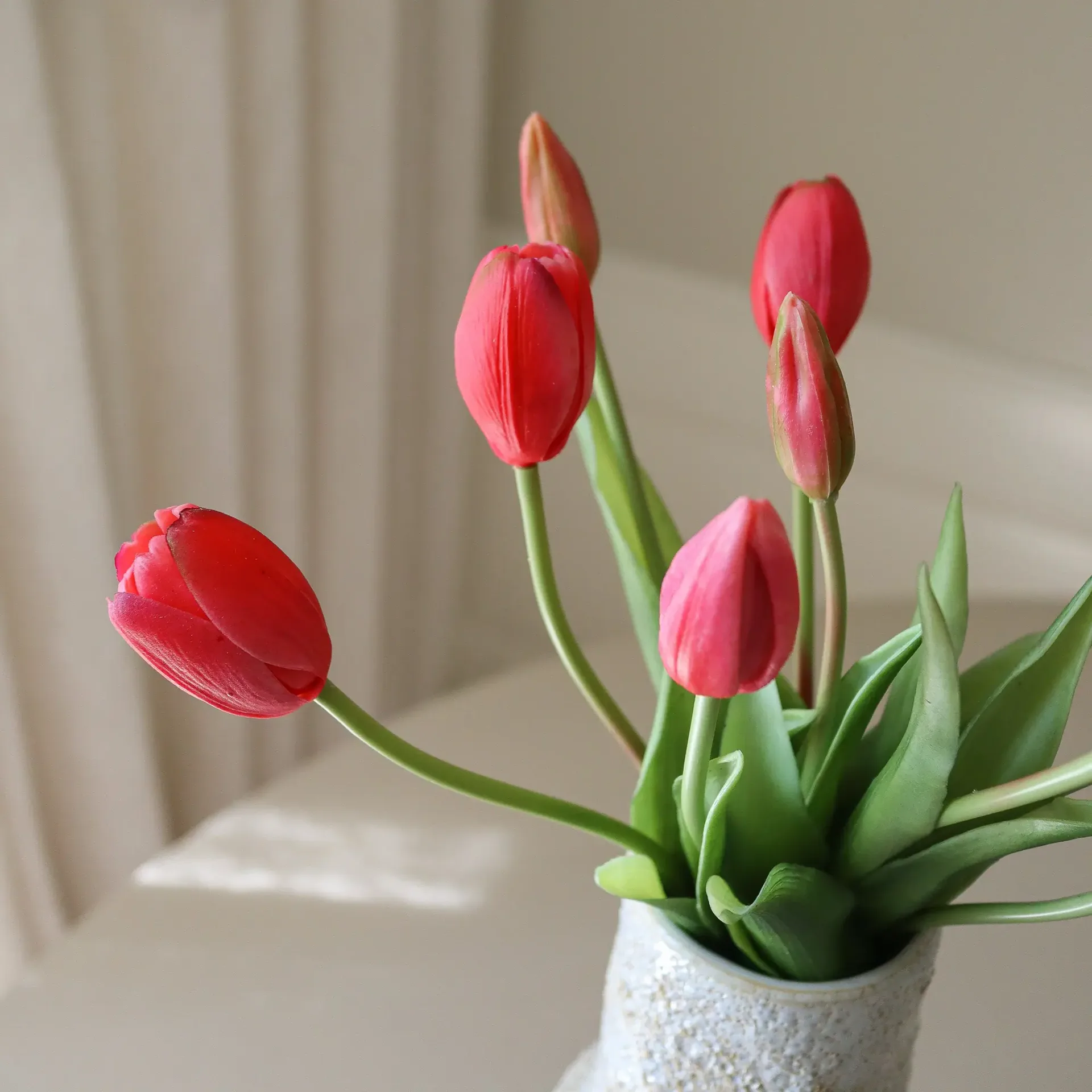 Bouquet artificiel de tulipes, Light red, 5 pièces Botané