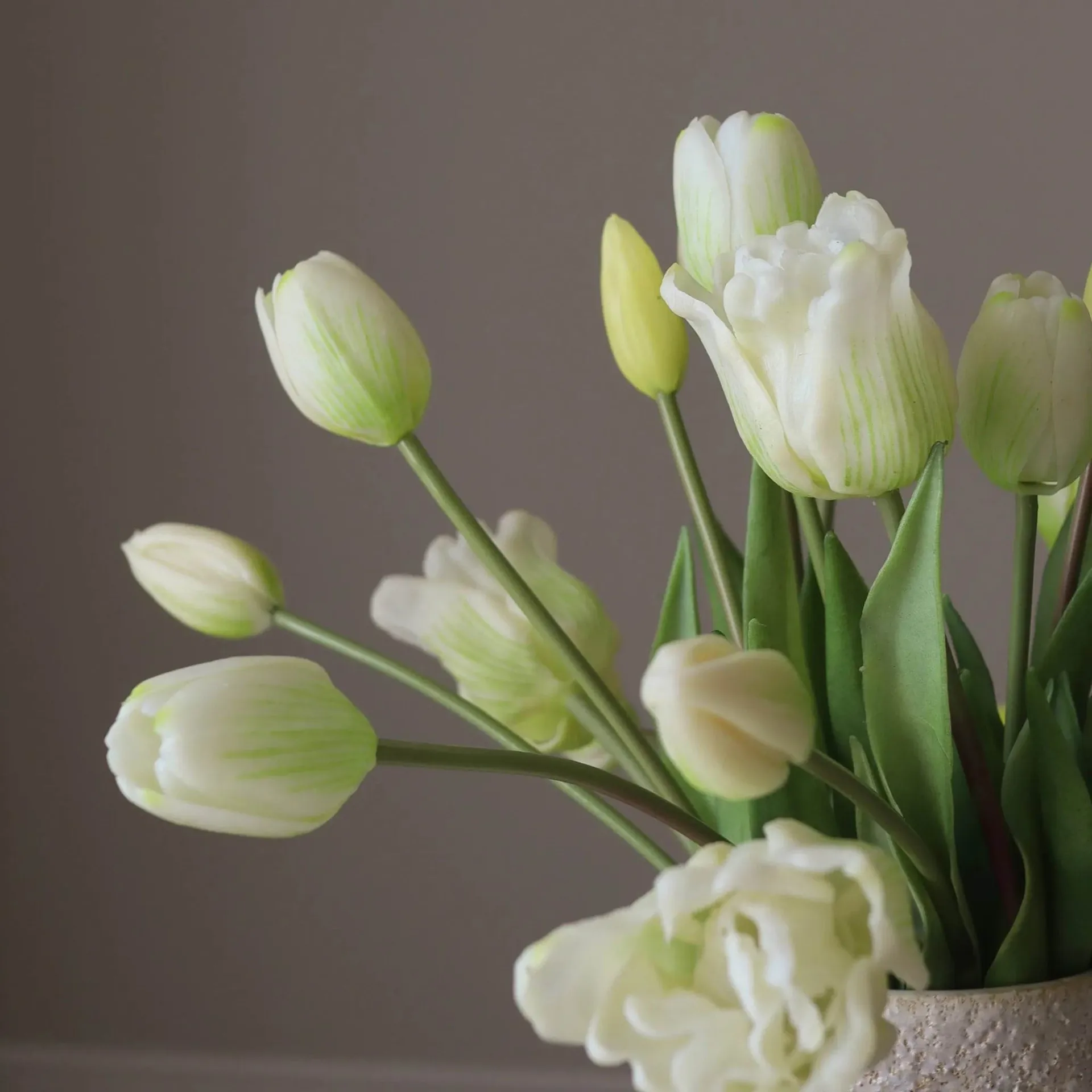 Bouquet artificiel de tulipes mixtes, Blanc, 20 pcs Botané