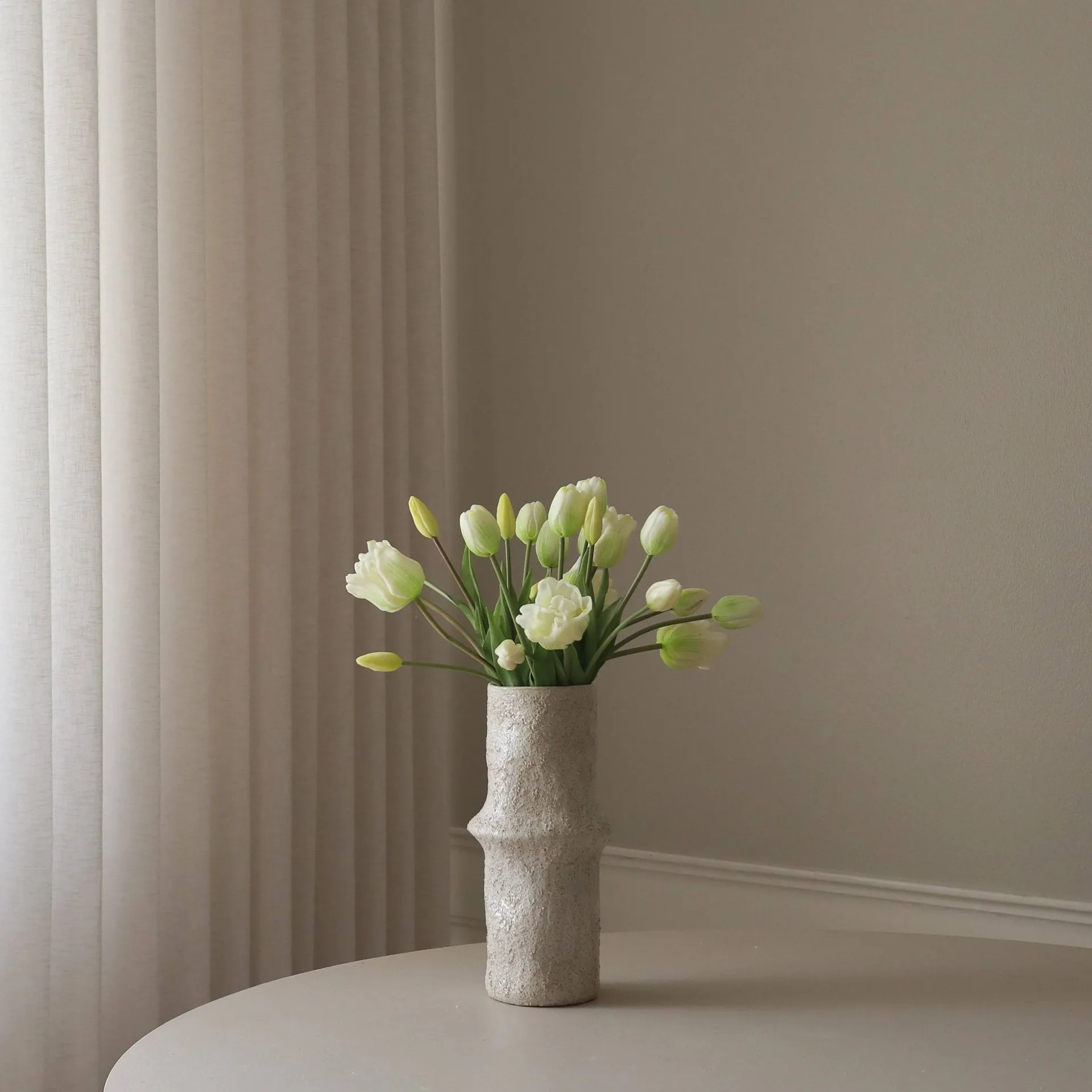Bouquet artificiel de tulipes mixtes, Blanc, 20 pcs Botané