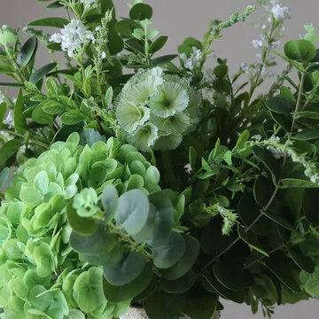 Bouquet artificiel Deep Green - Hortensia-fleurs sauvages-eucalyptus-scie du diable 15 pcs - Botané