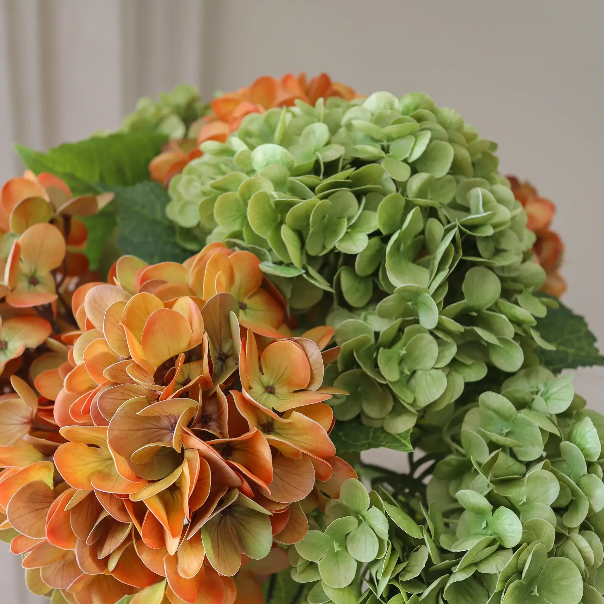 Bouquet artificiel d’hortensias, Copper, 60 cm, 7 pièces Botané