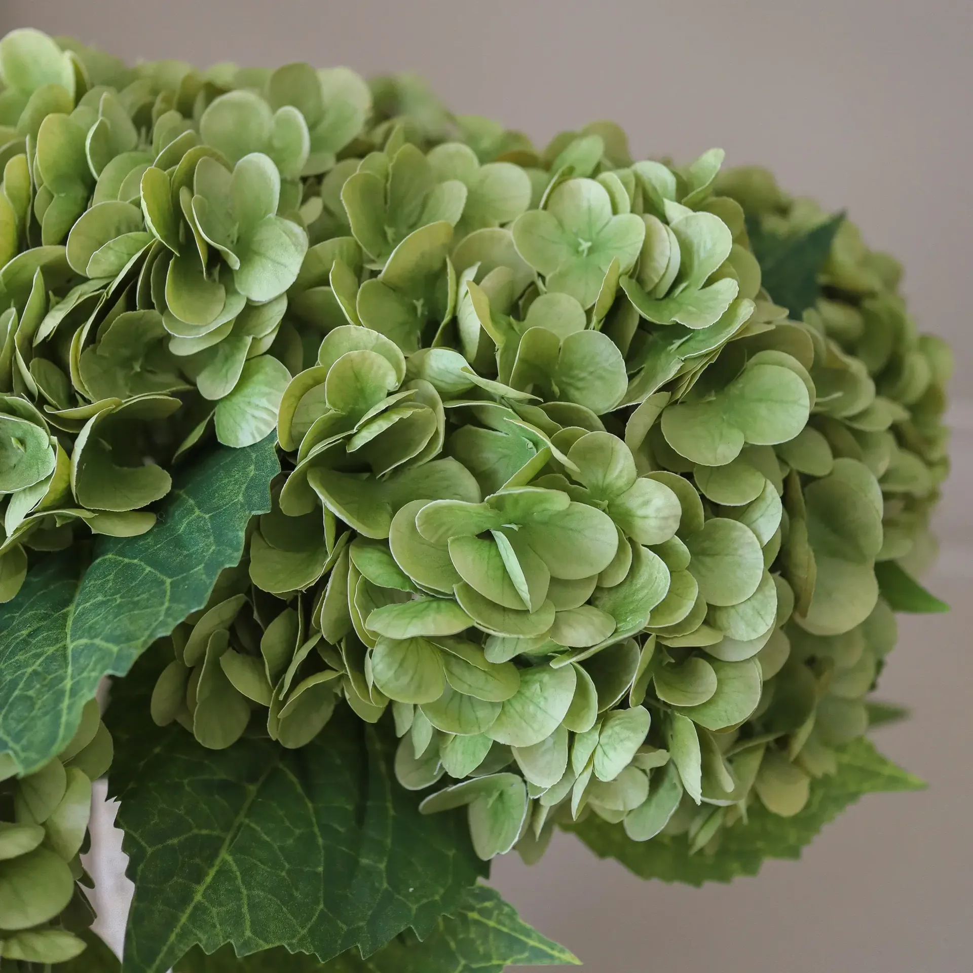 Bouquet artificiel d’hortensias, Moss green, 51 cm, 6 pièces Botané