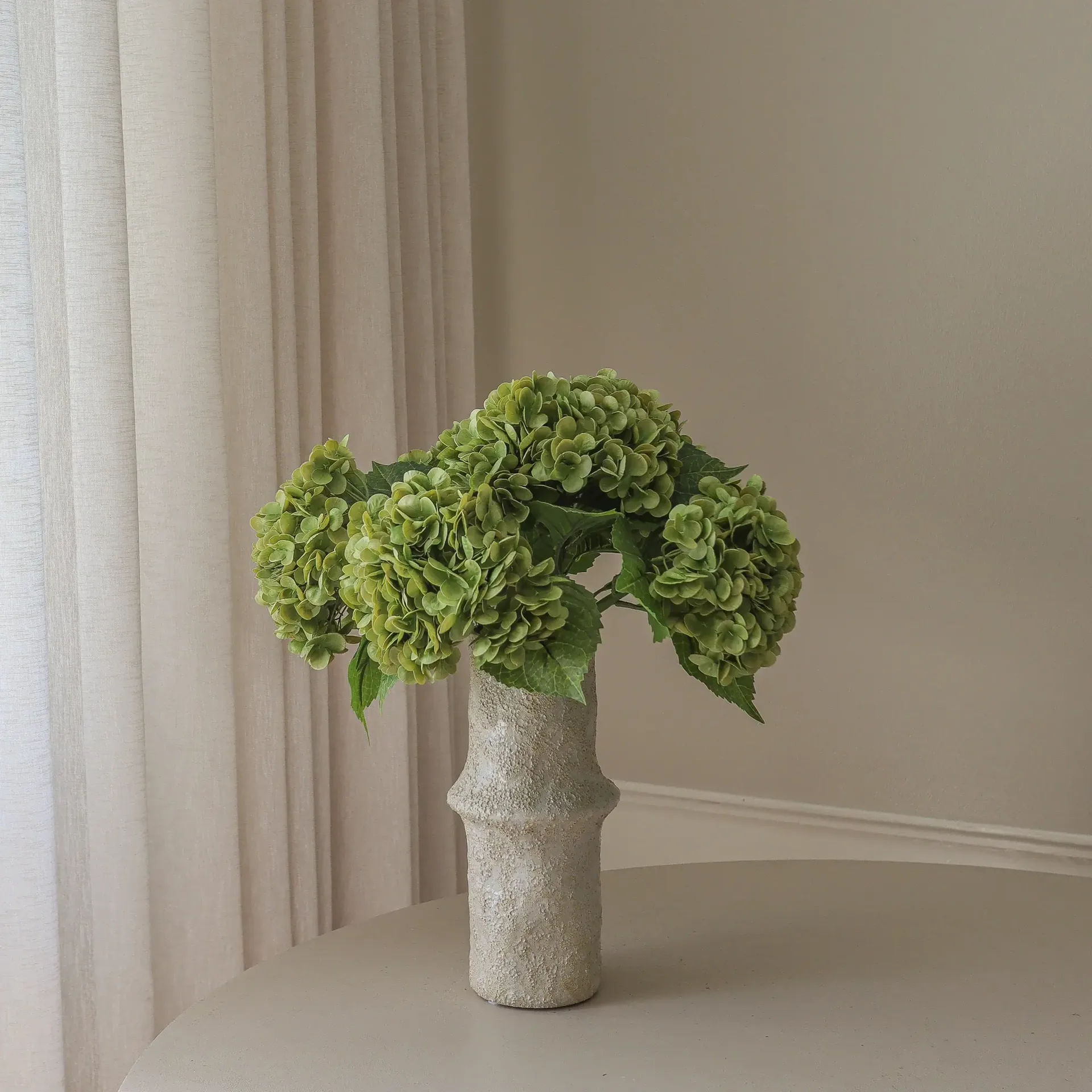 Bouquet artificiel d’hortensias, Moss green, 51 cm, 6 pièces Botané