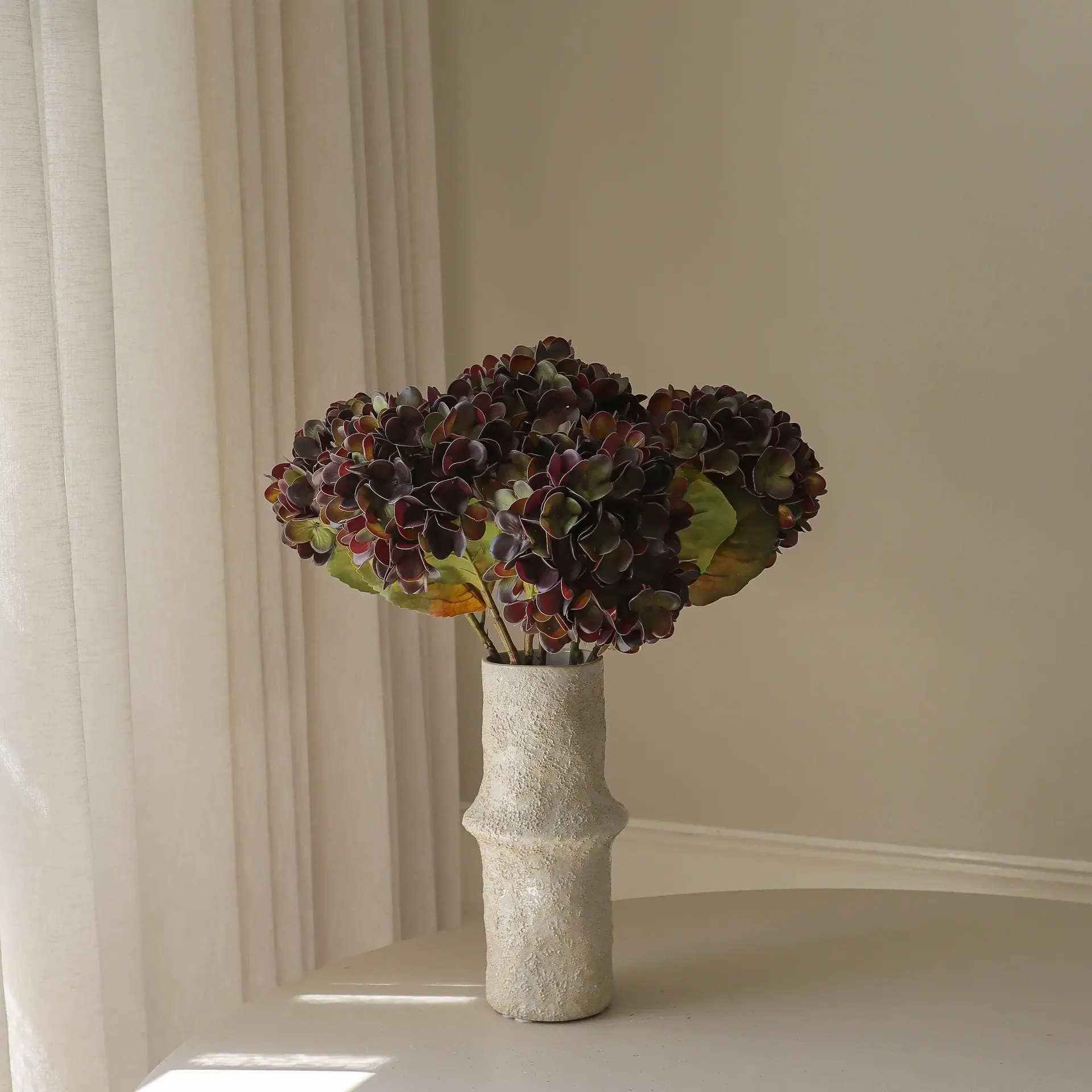 Bouquet artificiel d’hortensias, Muted purple, 60 cm, 6 pièces Botané