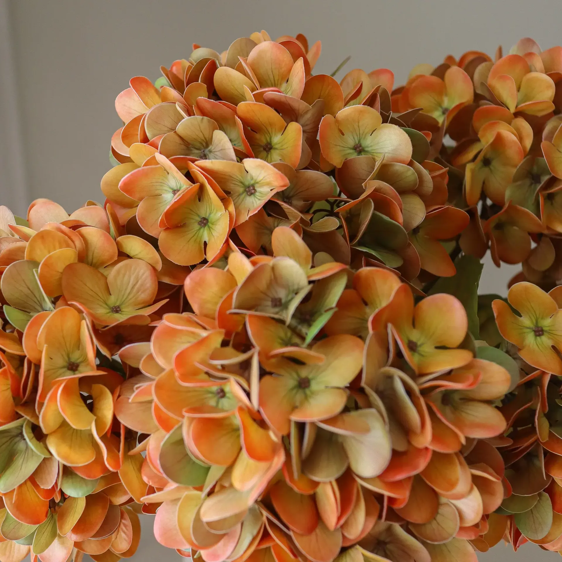 Bouquet artificiel d’hortensias, Orange, 60 cm, 6 pièces Botané