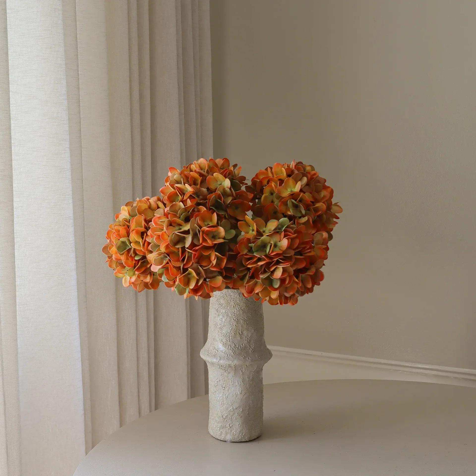 Bouquet artificiel d’hortensias, Orange, 60 cm, 6 pièces Botané