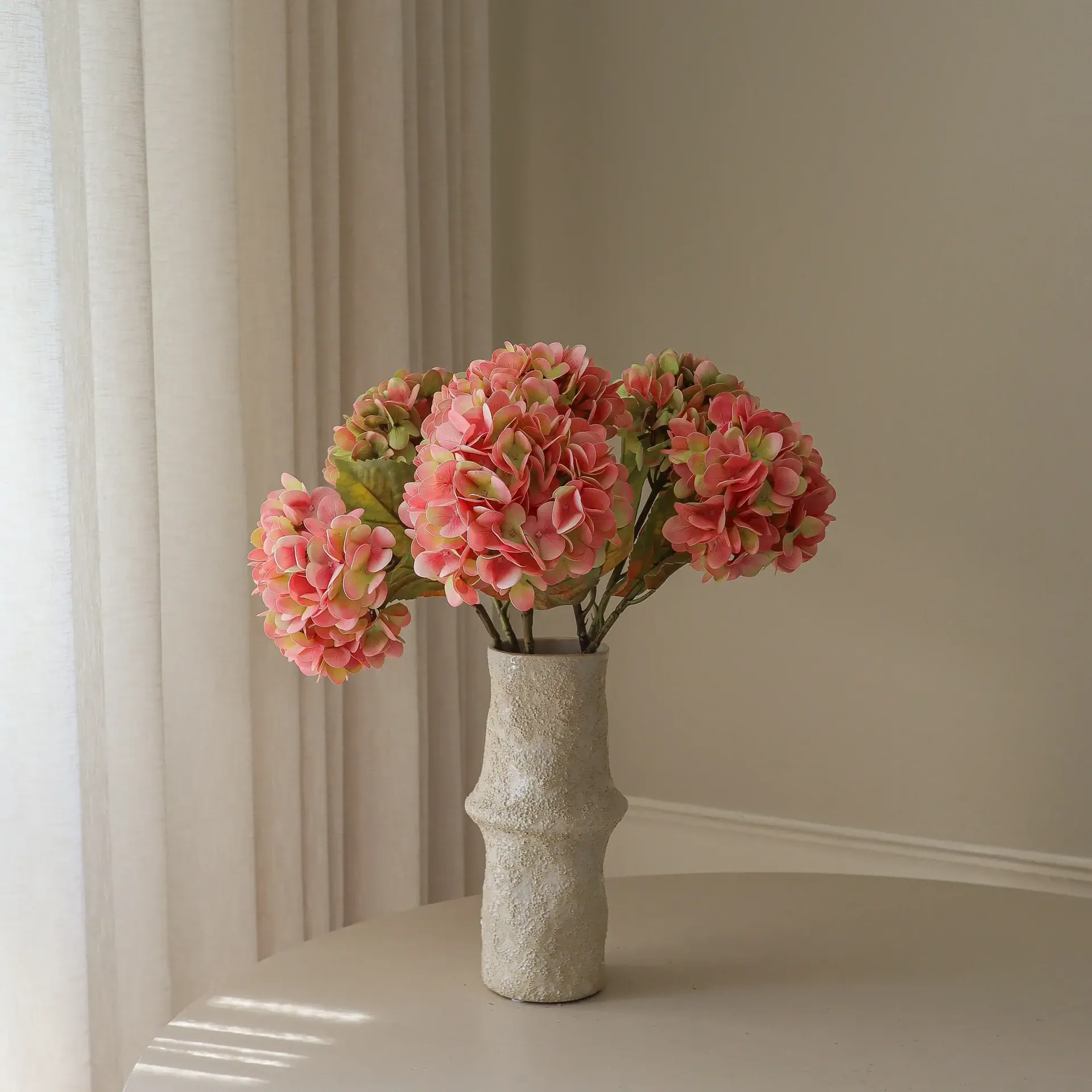 Bouquet artificiel d’hortensias, Soft pink, 60 cm, 5 pièces Botané