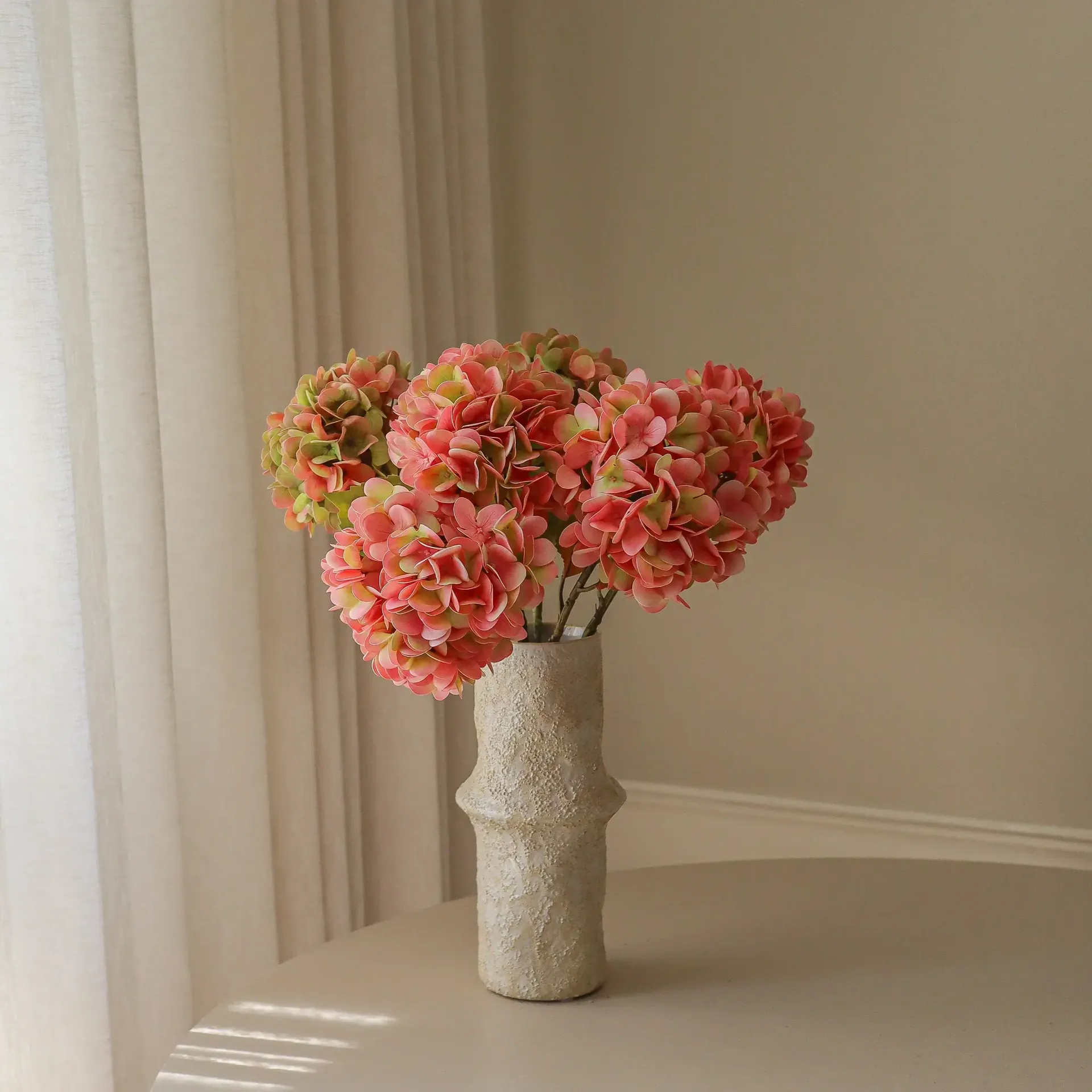 Bouquet artificiel d’hortensias, Soft pink, 60 cm, 5 pièces Botané