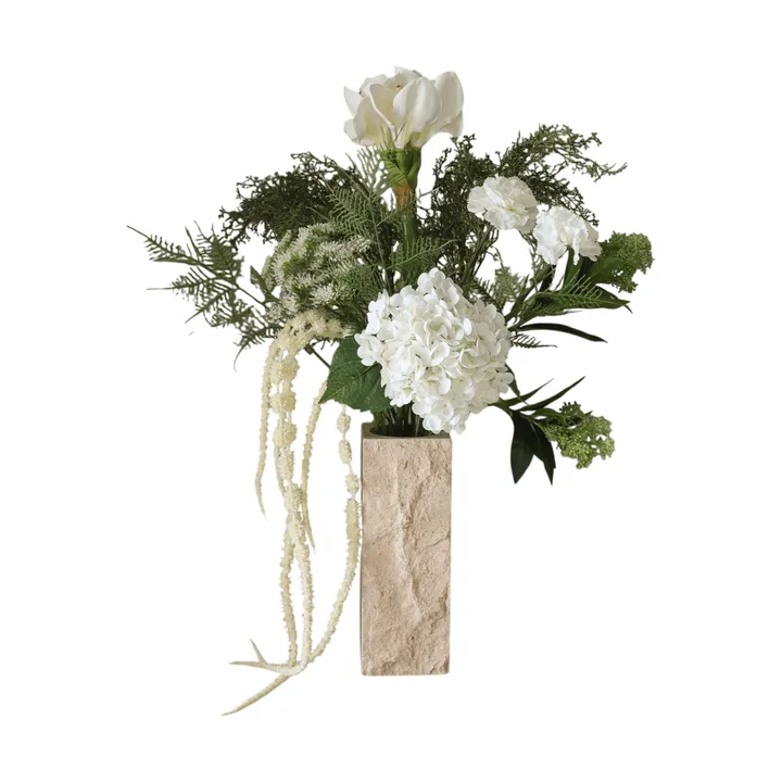 Bouquet artificiel Frosted Garden - Amaryllis, hortensia, œillets, amarante, 90 cm - Botané
