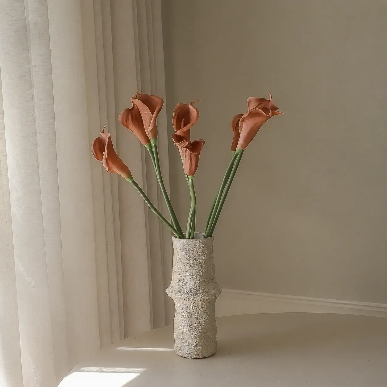 Bouquet artificiel lys calla, Marron, 62 cm, 8 pièces Botané