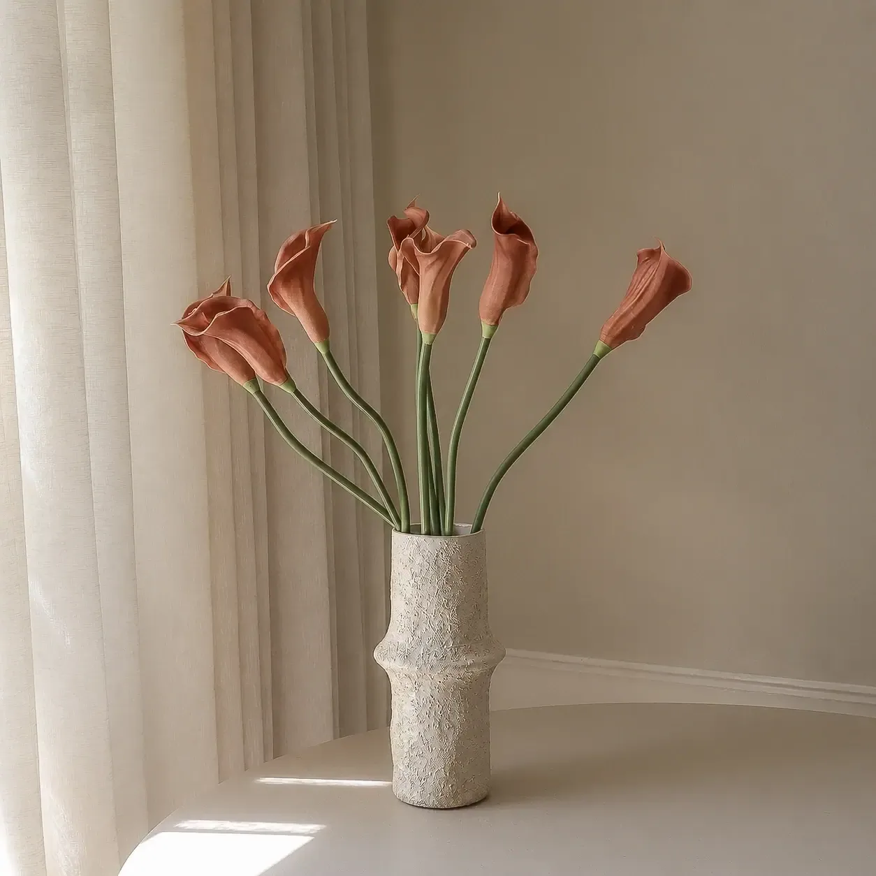 Bouquet artificiel lys calla, Marron, 62 cm, 8 pièces Botané
