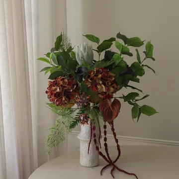 Bouquet artificiel Noir Botanica - Hortensia-calla-anthurium, 112 cm, 15 pièces - Botané