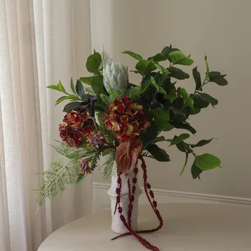 Bouquet artificiel Noir Botanica - Hortensia-calla-anthurium, 112 cm, 15 pièces - Botané