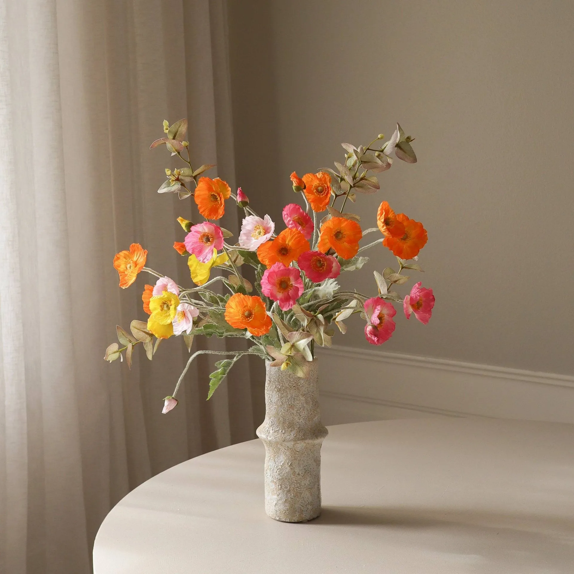 Bouquet artificiel Poppy Spritz, Vallmo-eucalyptus 10 pcs Botané