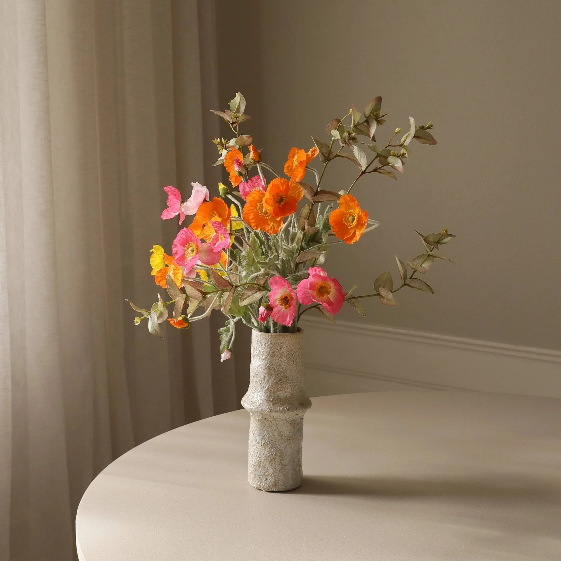Bouquet artificiel Poppy Spritz, Vallmo-eucalyptus 10 pcs Botané