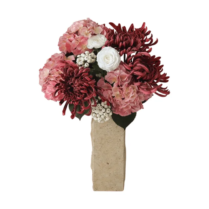 Bouquet artificiel Rose Reverie - Hortensia, chrysanthème-araignée, renoncule, 77 cm - Botané