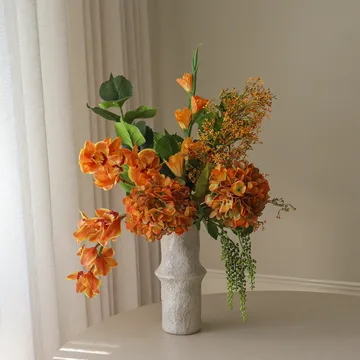 Bouquet artificiel The Orangery - Orchidée cymbidium-glaïeul-hortensia, 85 cm, 10 pièces - Botané