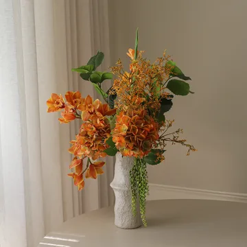 Bouquet artificiel The Orangery - Orchidée cymbidium-glaïeul-hortensia, 85 cm, 10 pièces - Botané
