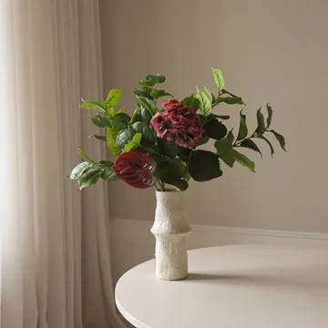 Bouquet artificiel Velvet rouge - Hortensia-rouge anthurium 6 pcs - Botané