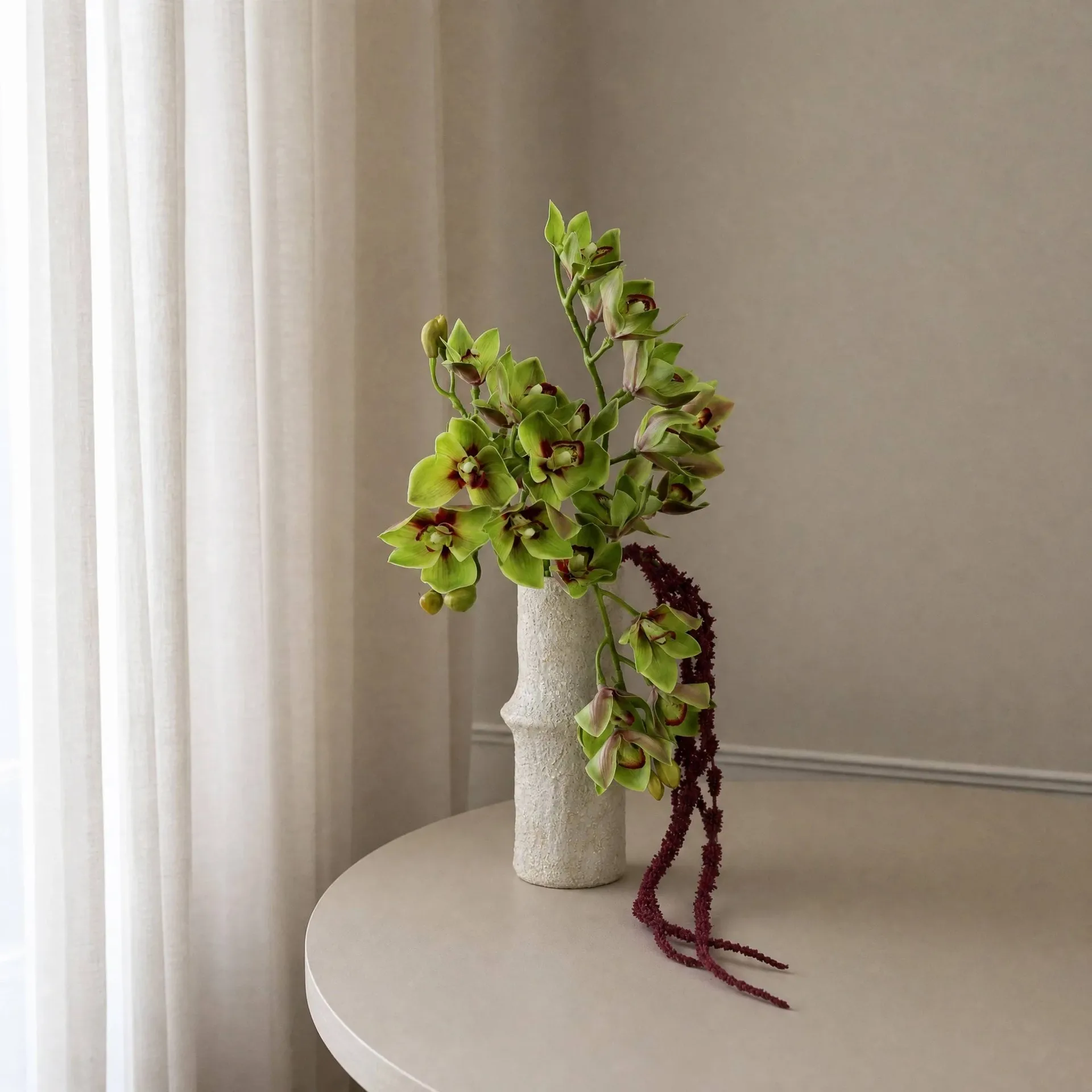 Bouquet artificiel Velvet Vine, Orchidée-amarante 6 pcs Botané