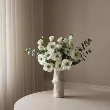 Bouquet artificiel White Satin - Anemon-eucalyptus 9 pcs - Botané