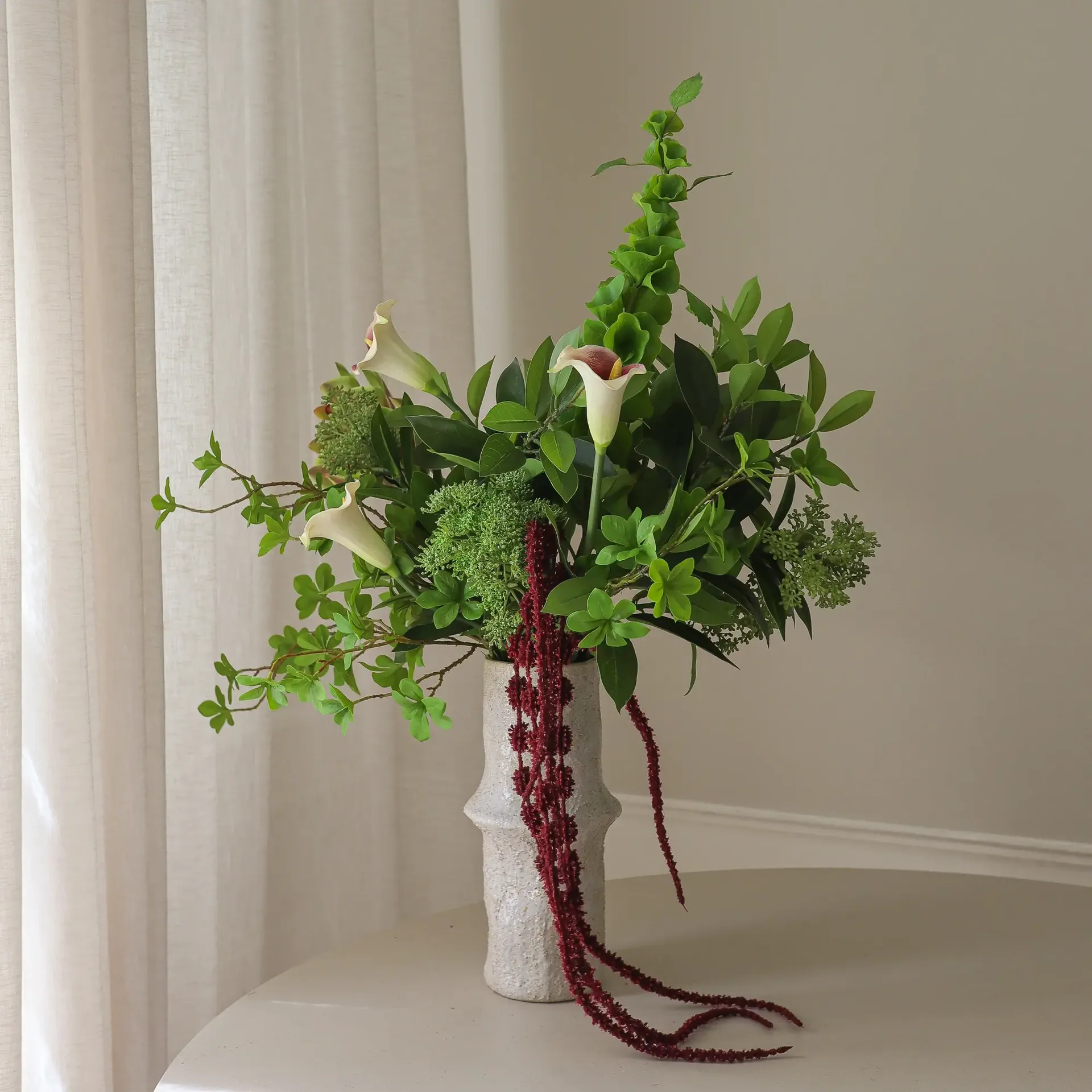 Bouquet artificiel Wild Grove, Calla-orchidée cymbidium-carotte sauvage, 112 cm, 16 pièces Botané