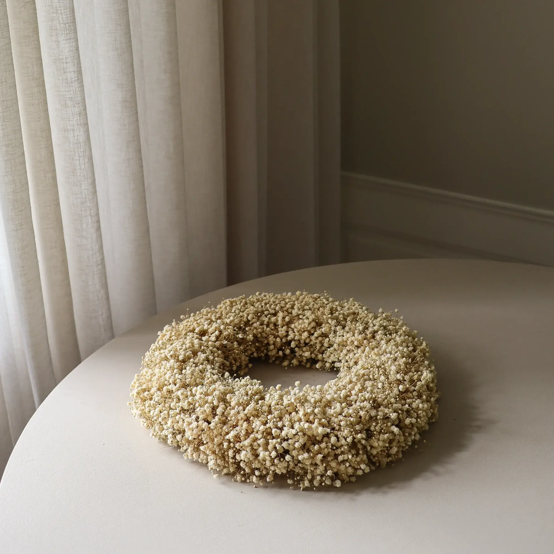 Couronne de fleurs Gypsophile Wreath, Yellow, Ø40 cm Botané