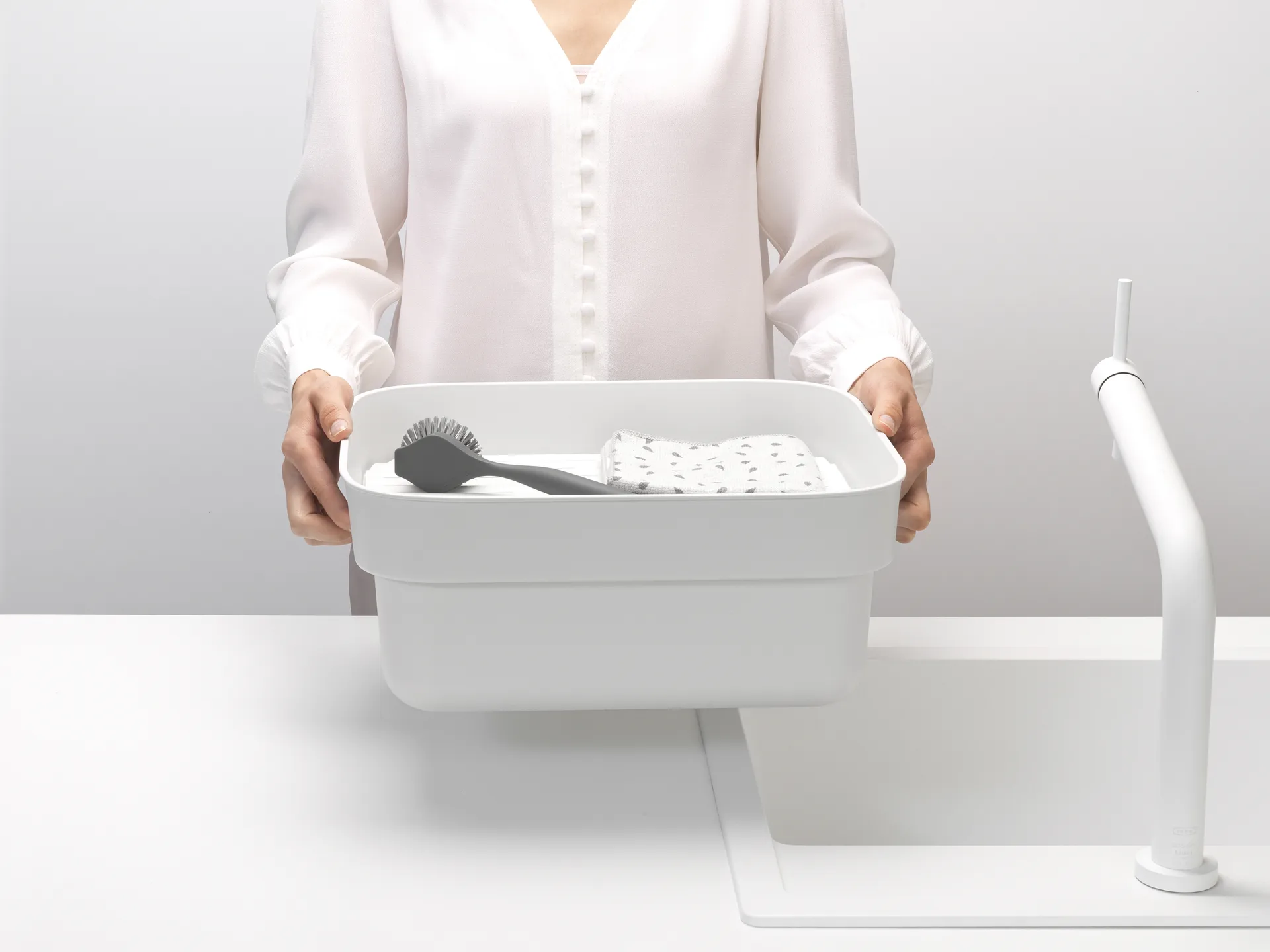 Bac à vaisselle avec plateau séchage Sinkside 34x37 cm, Gris clair Brabantia