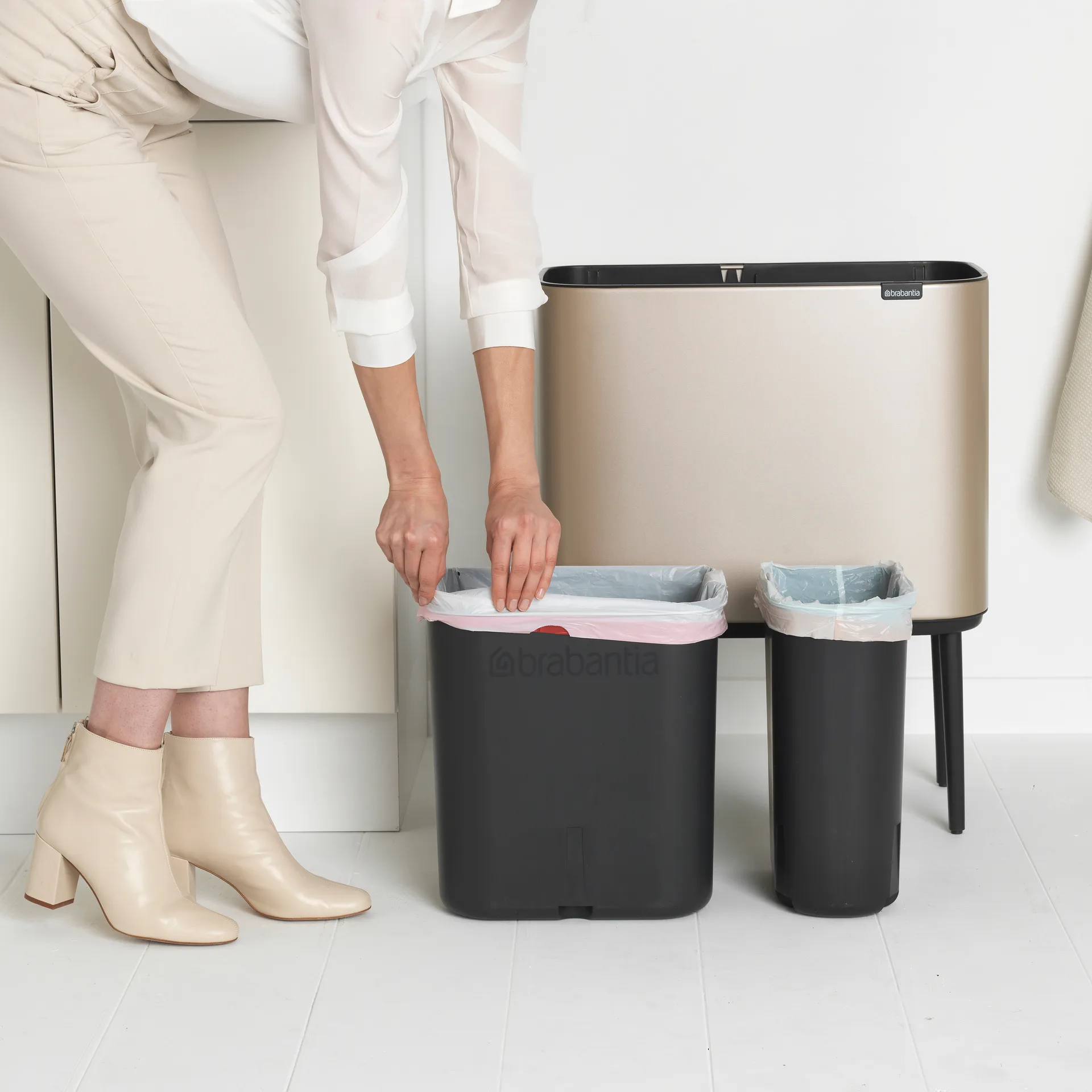 Bo Touch Bin 11+23 litres, Metallic Gold Brabantia