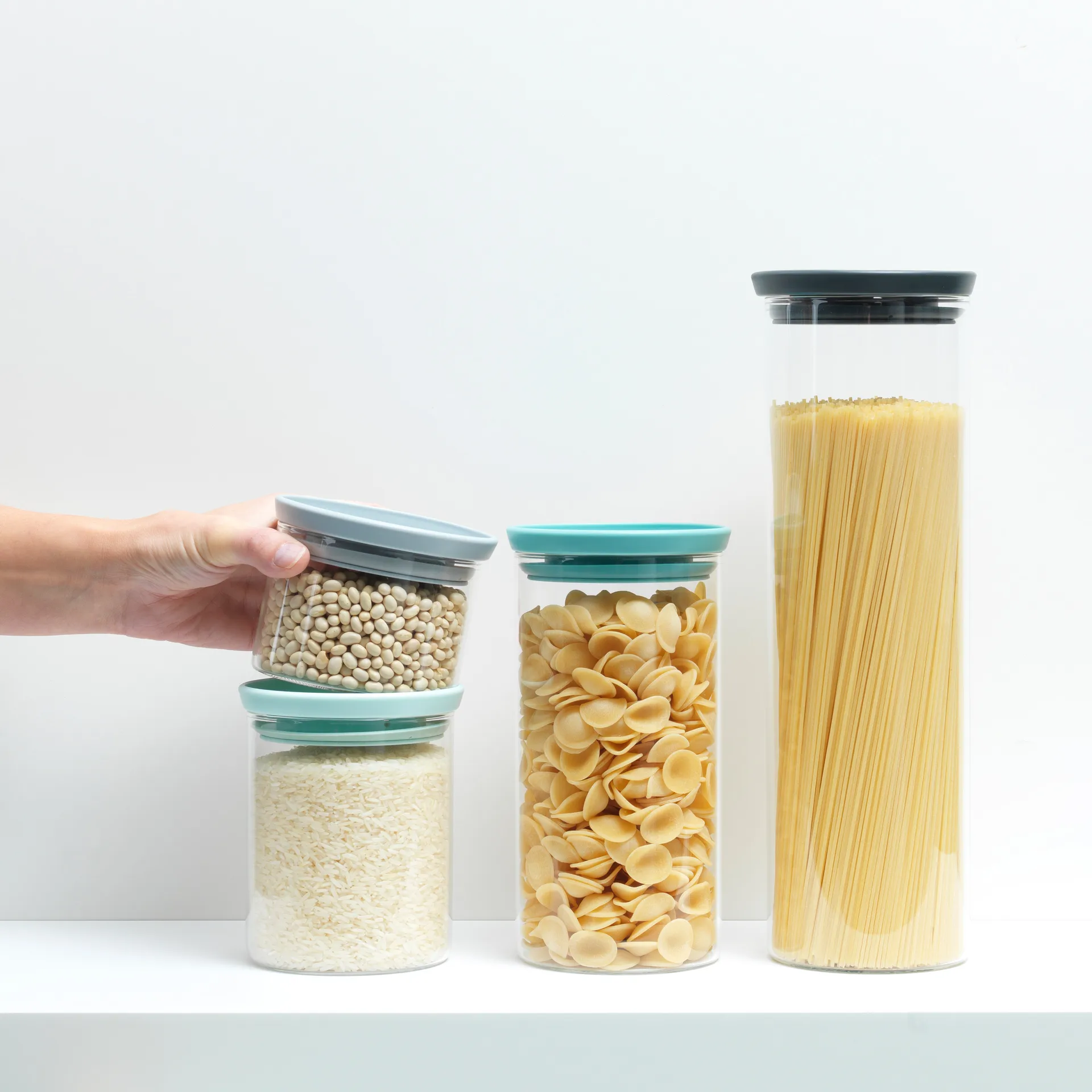 Bocaux en verre Brabantia lot de 3, gris-bleu Brabantia