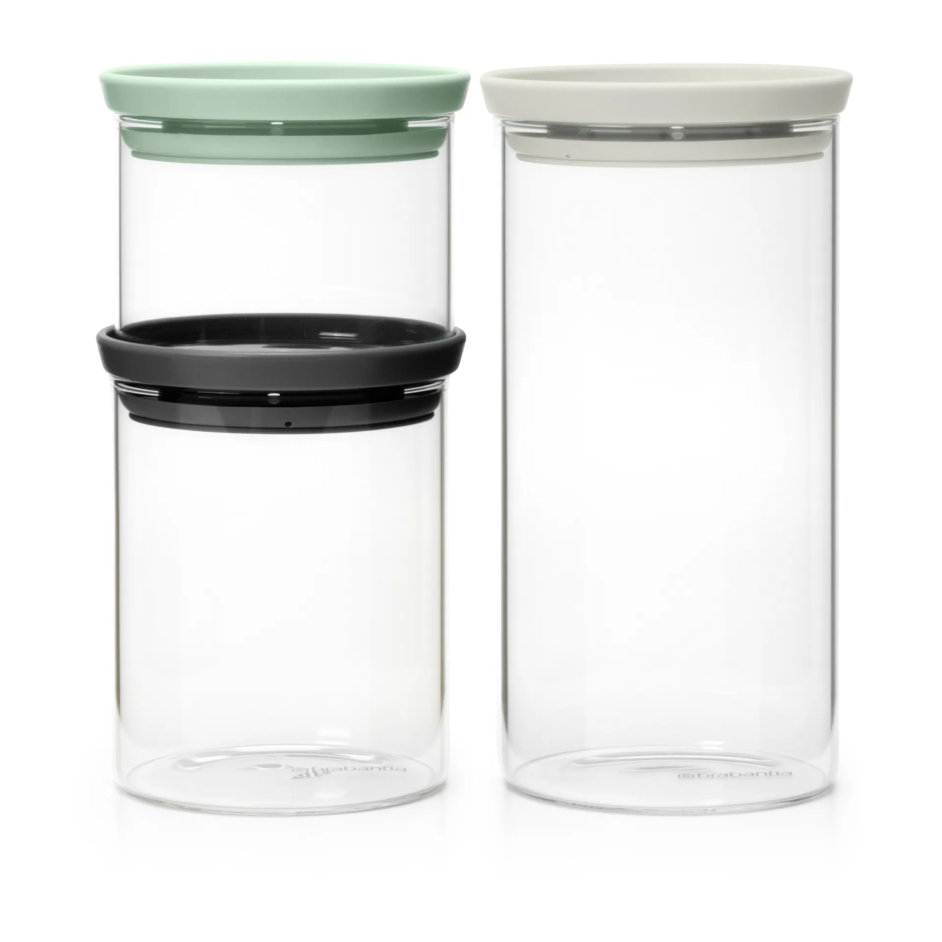 Bocaux en verre Brabantia lot de 3, Noir-gris-vert Brabantia