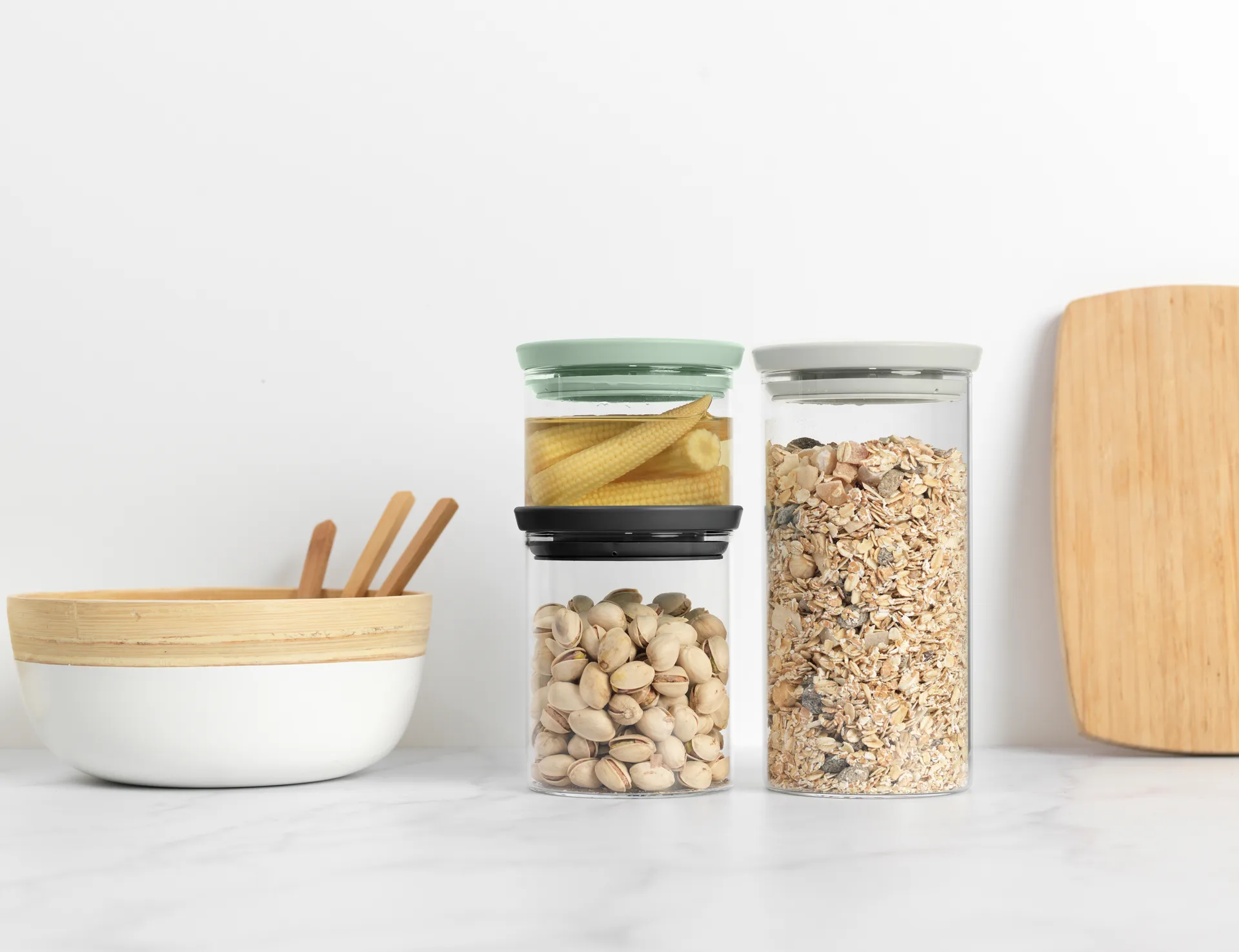 Bocaux en verre Brabantia lot de 3, Noir-gris-vert Brabantia