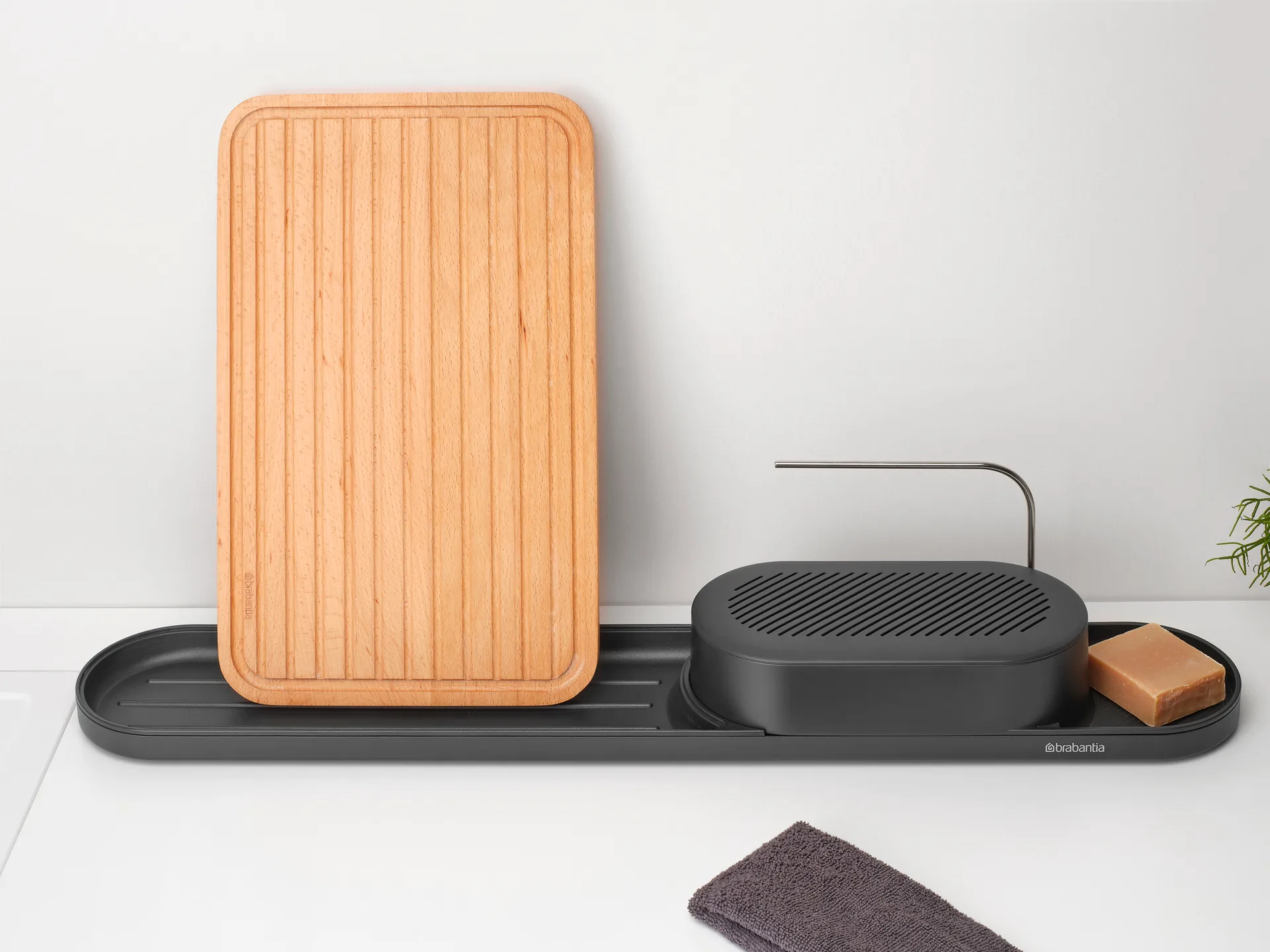 Égouttoir-organisateur d'évier SinkStyle, ensemble 2 pièces, Mineral Infinite Grey Brabantia