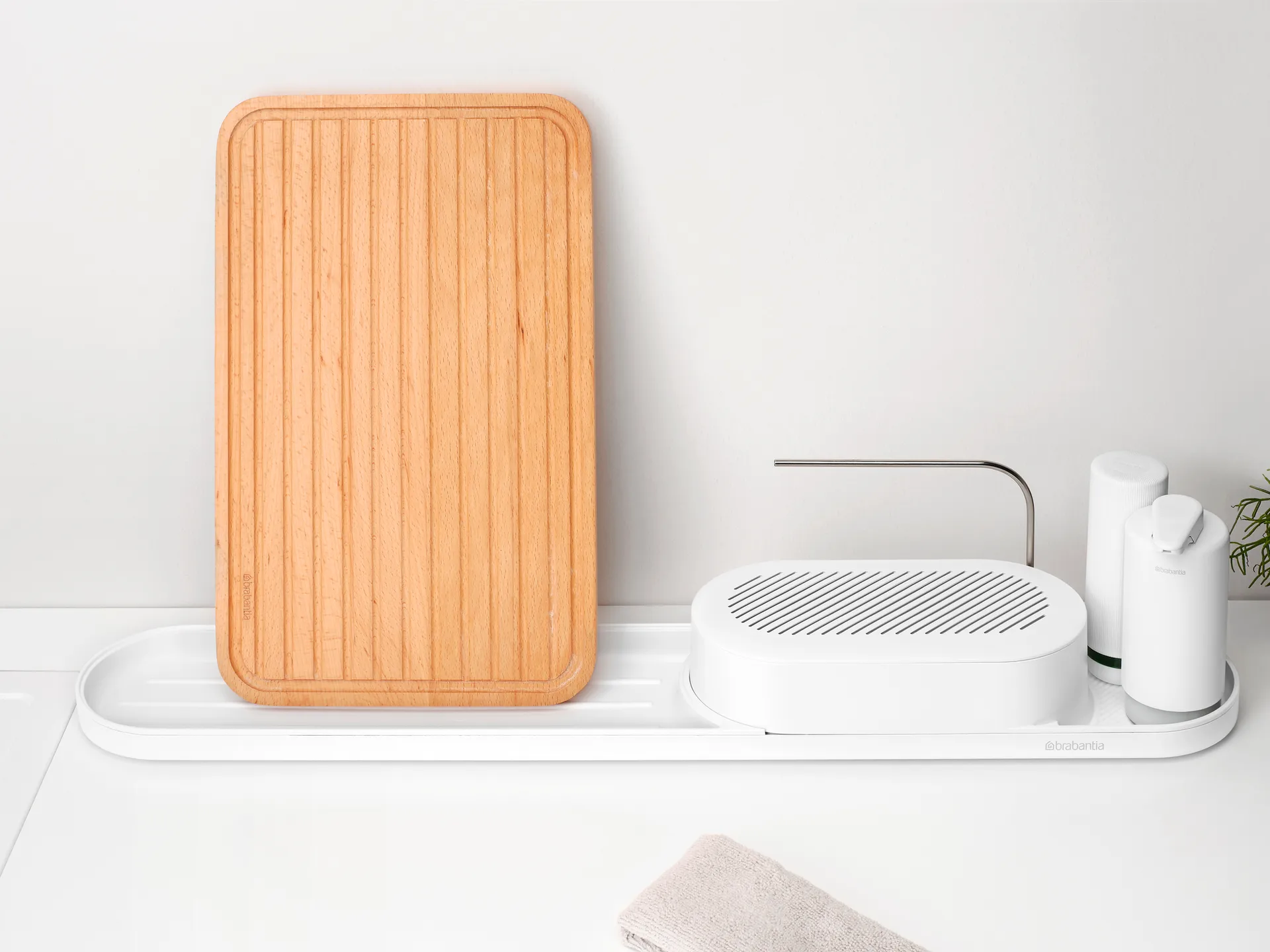 Égouttoir-organisateur d'évier SinkStyle, ensemble 4 pièces, Mineral Fresh White Brabantia