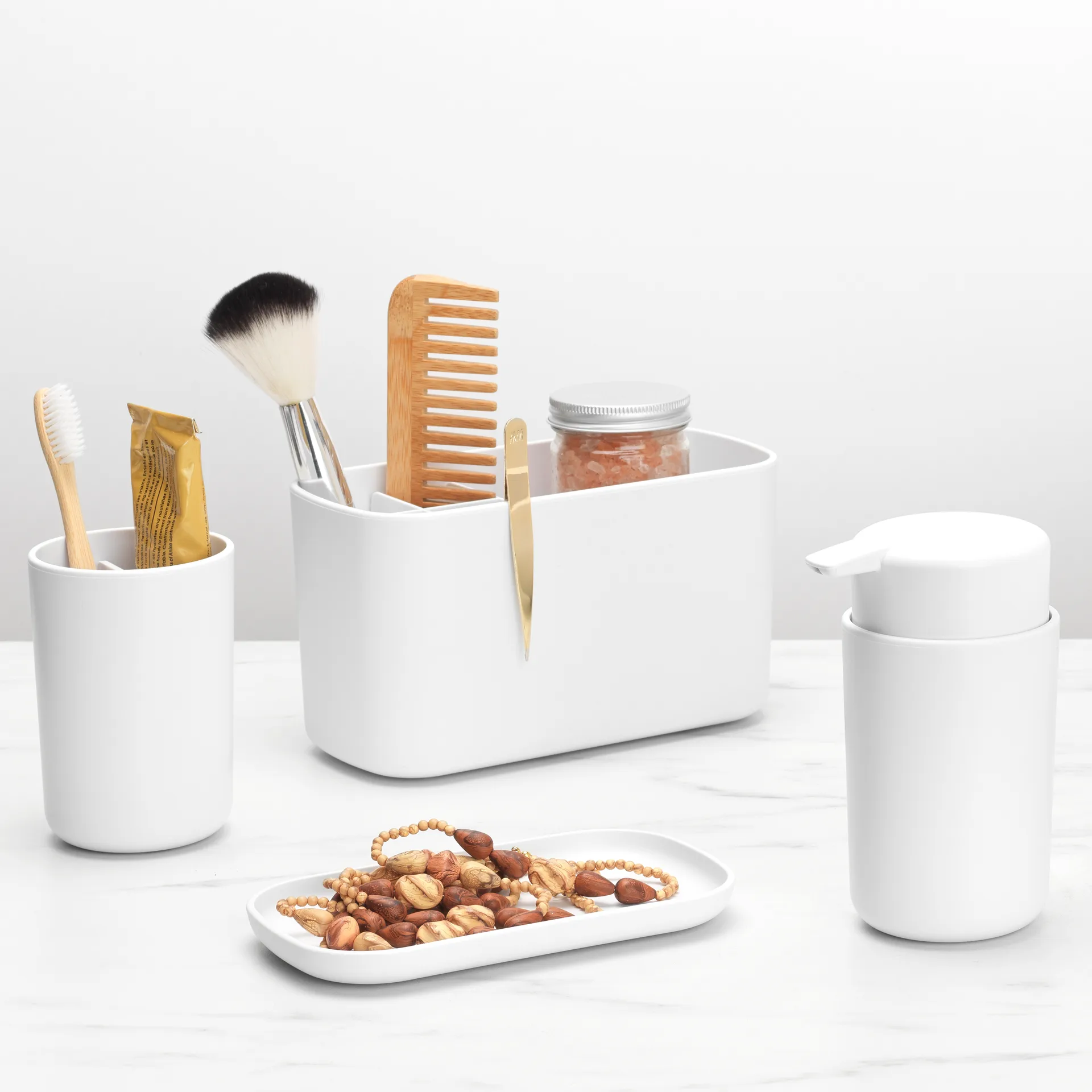 Ensemble d'accessoires pour la salle de bain ReNew de Brabantia 3 pièces, Blanc Brabantia