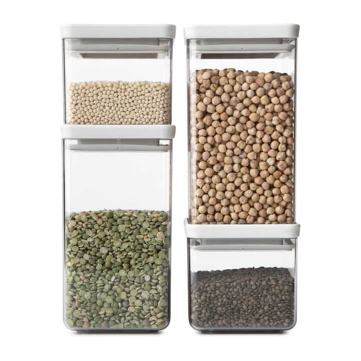Ensemble de bocaux de rangement carrés TASTY+, Gris clair Brabantia