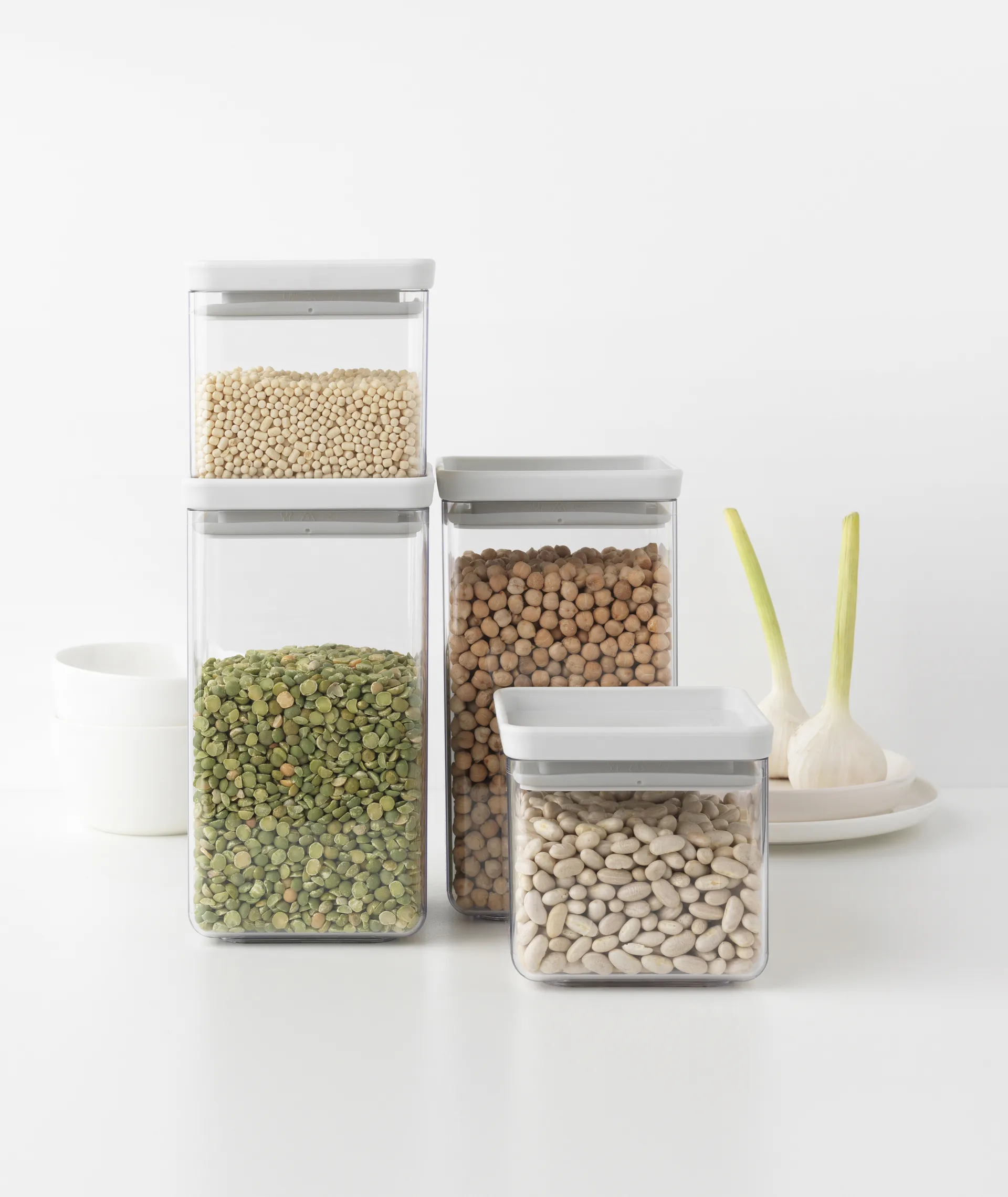 Ensemble de bocaux de rangement carrés TASTY+, Gris clair Brabantia