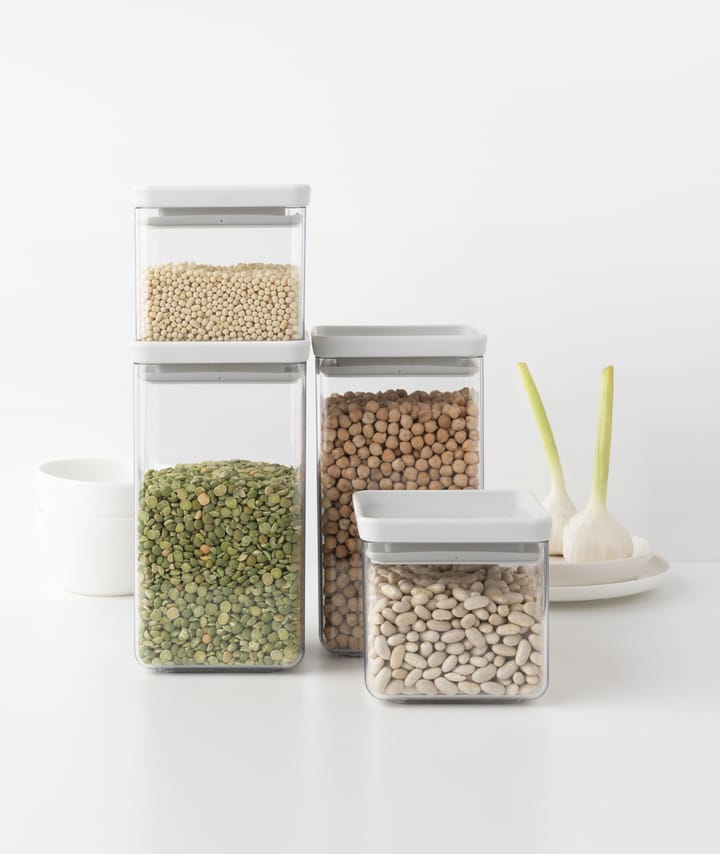 Ensemble de bocaux de rangement carrés TASTY+, Gris clair Brabantia