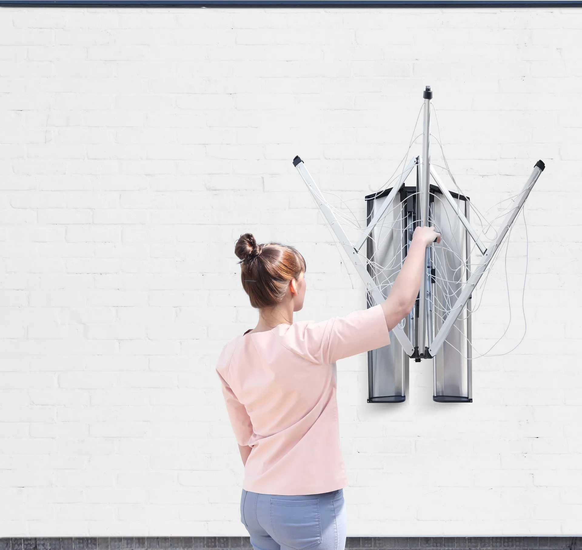 Étendoir mural WallFix 24 m avec boîte de protection, Gris Brabantia