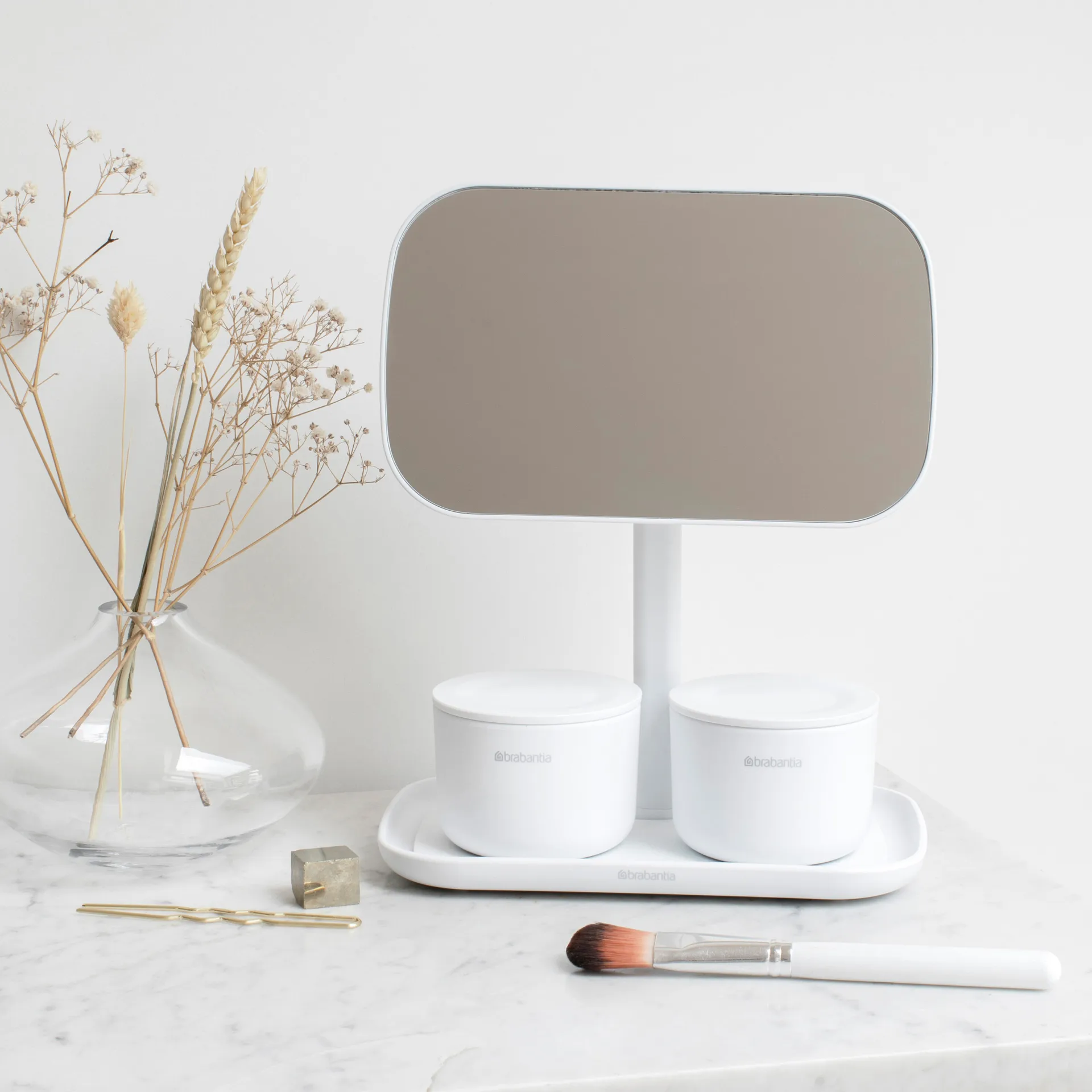 Miroir avec plateau de rangement ReNew, Blanc Brabantia