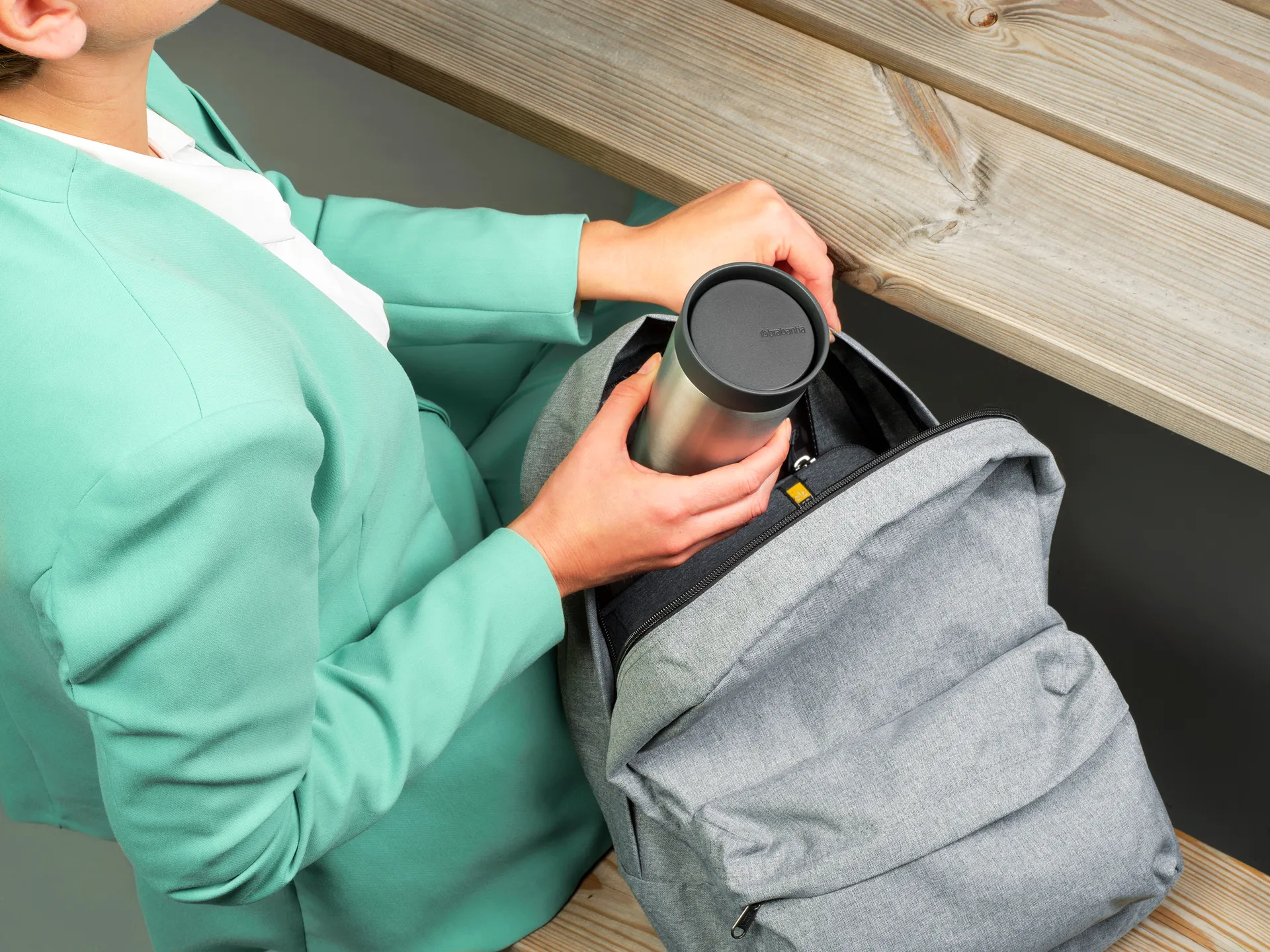 Mug isotherme Make & Take 36 cl, Gris foncé Brabantia