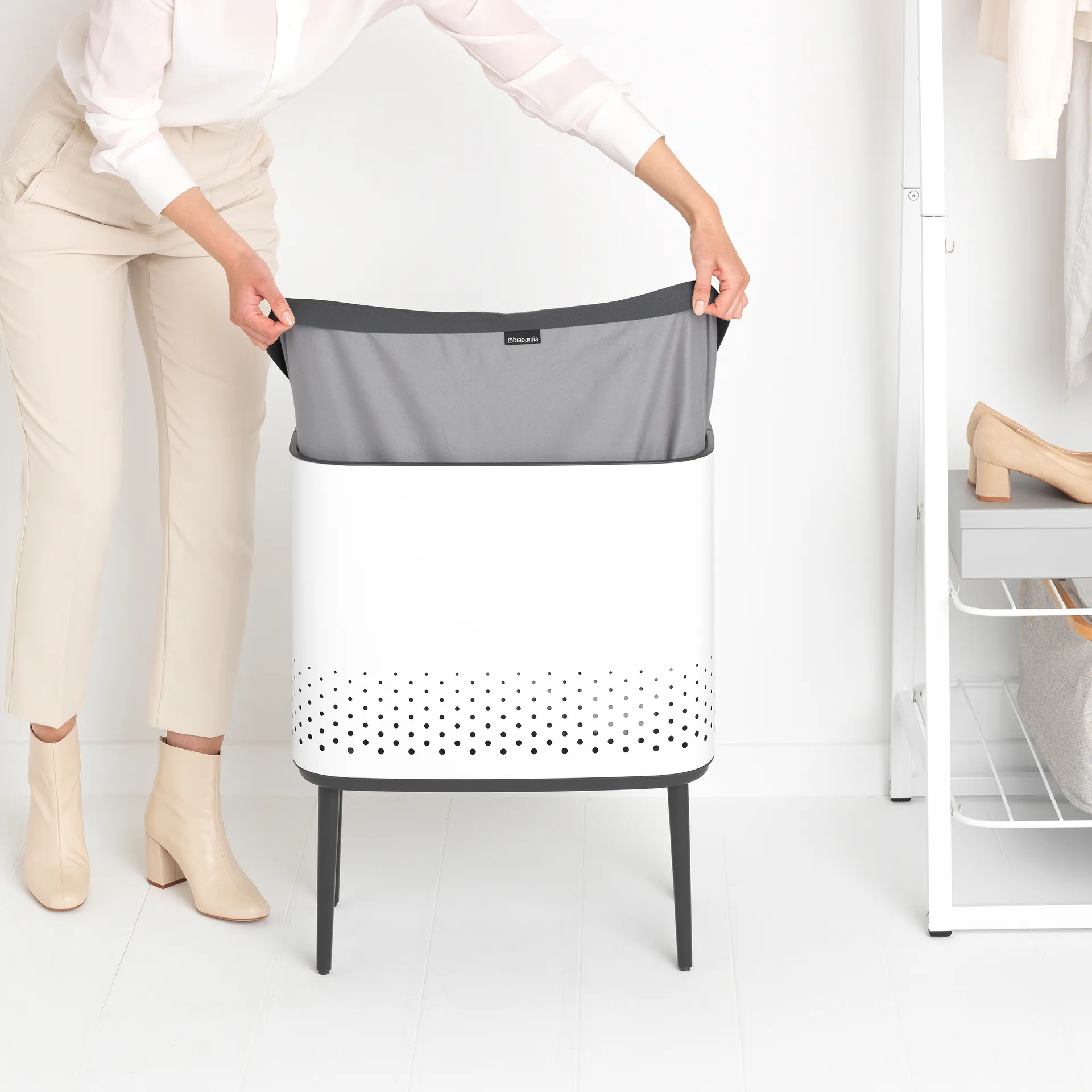Panier à linge Bo 60 L, Blanc Brabantia