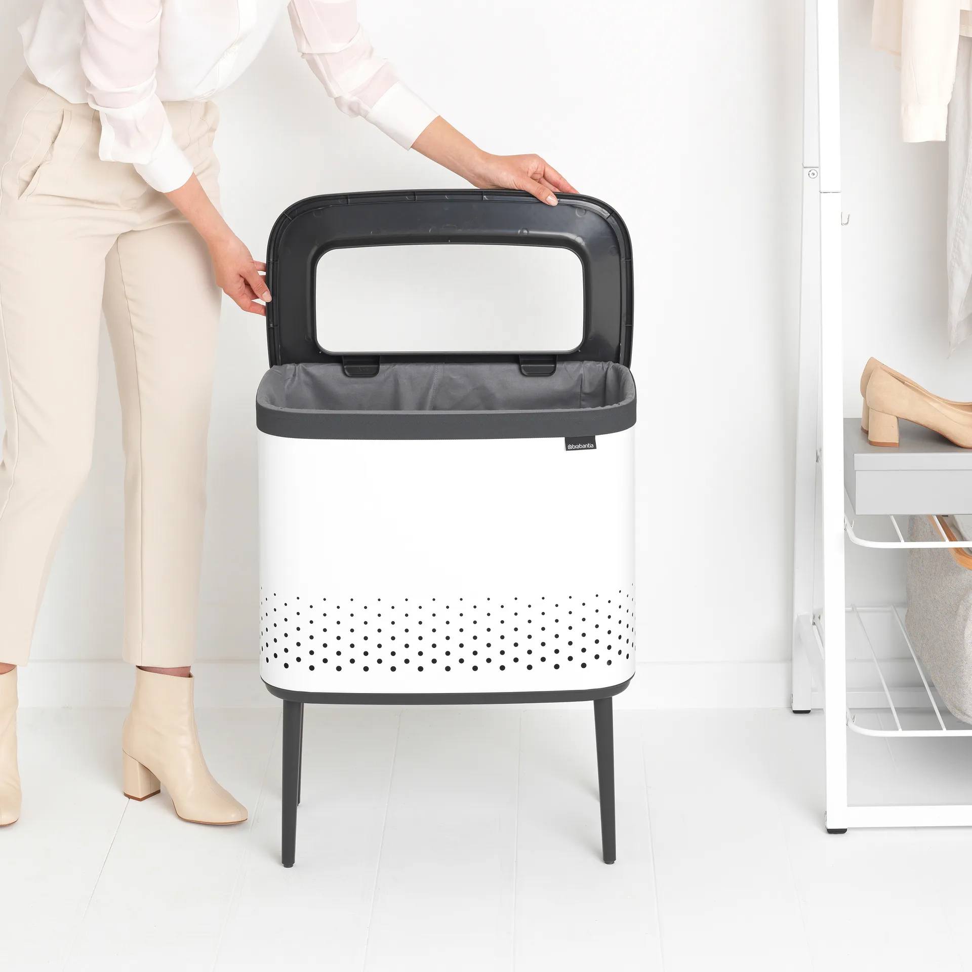 Panier à linge Bo 60 L, Blanc Brabantia