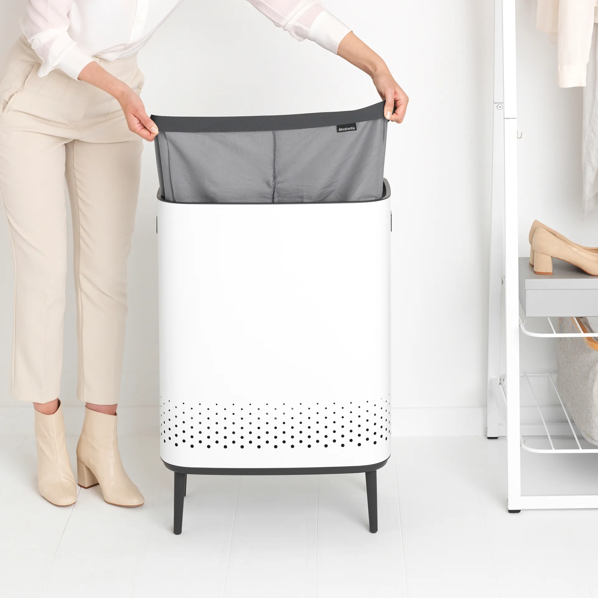 Panier à linge Bo high 2x45 L, Blanc Brabantia