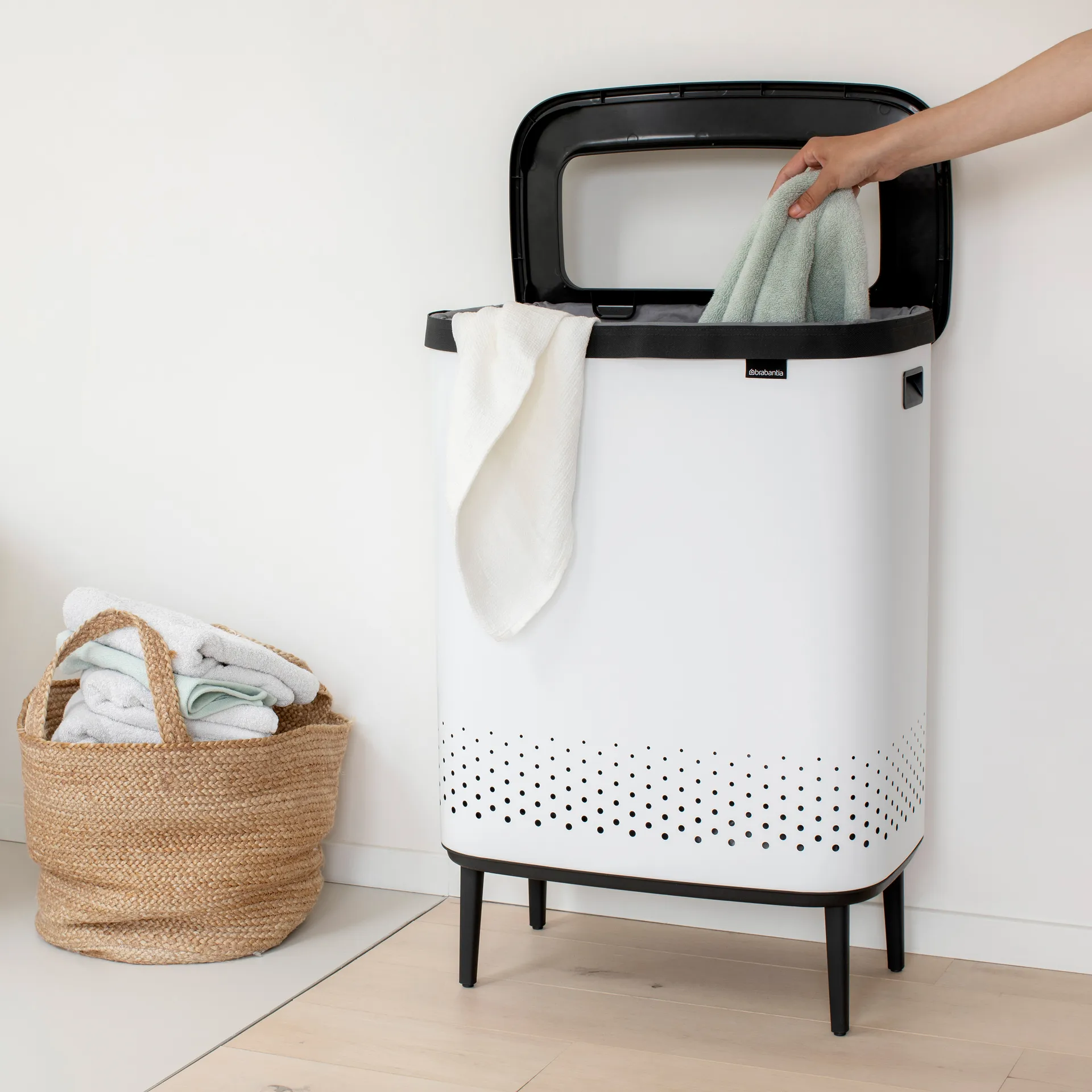 Panier à linge Bo high 2x45 L, Blanc Brabantia