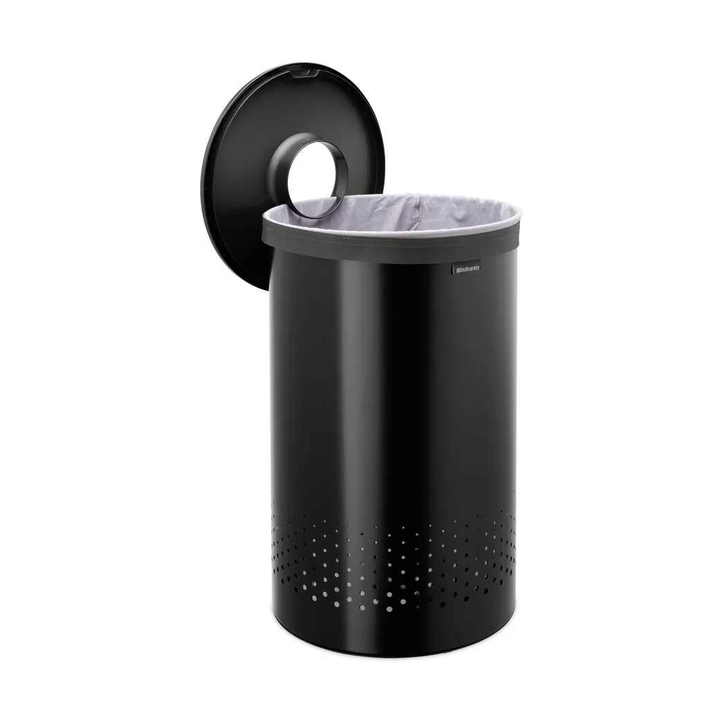 Panier à linge Brabantia avec couvercle en plastique 60 L, Noir mat Brabantia